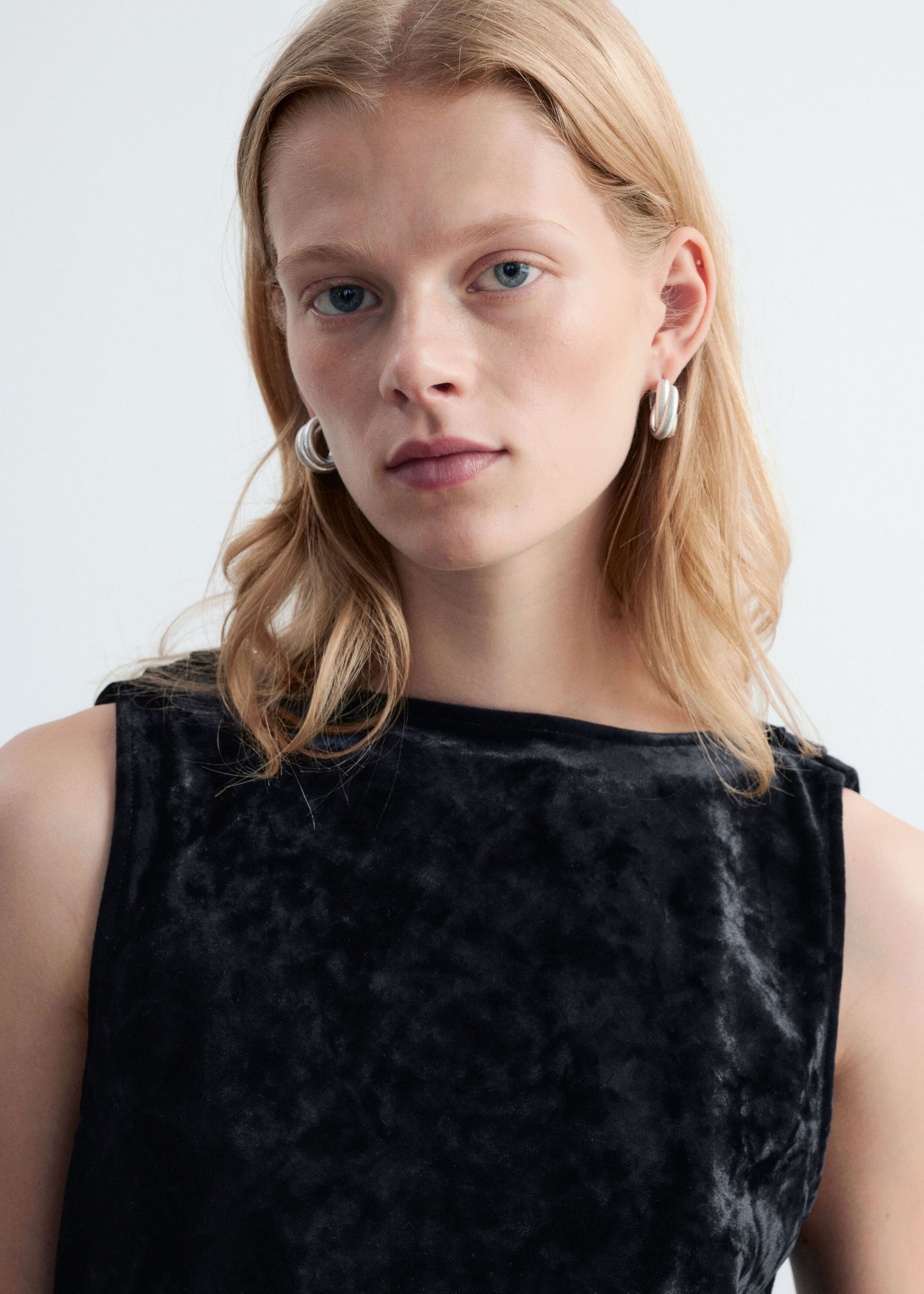 Draped Back Velvet Top - Black - Lookbook
