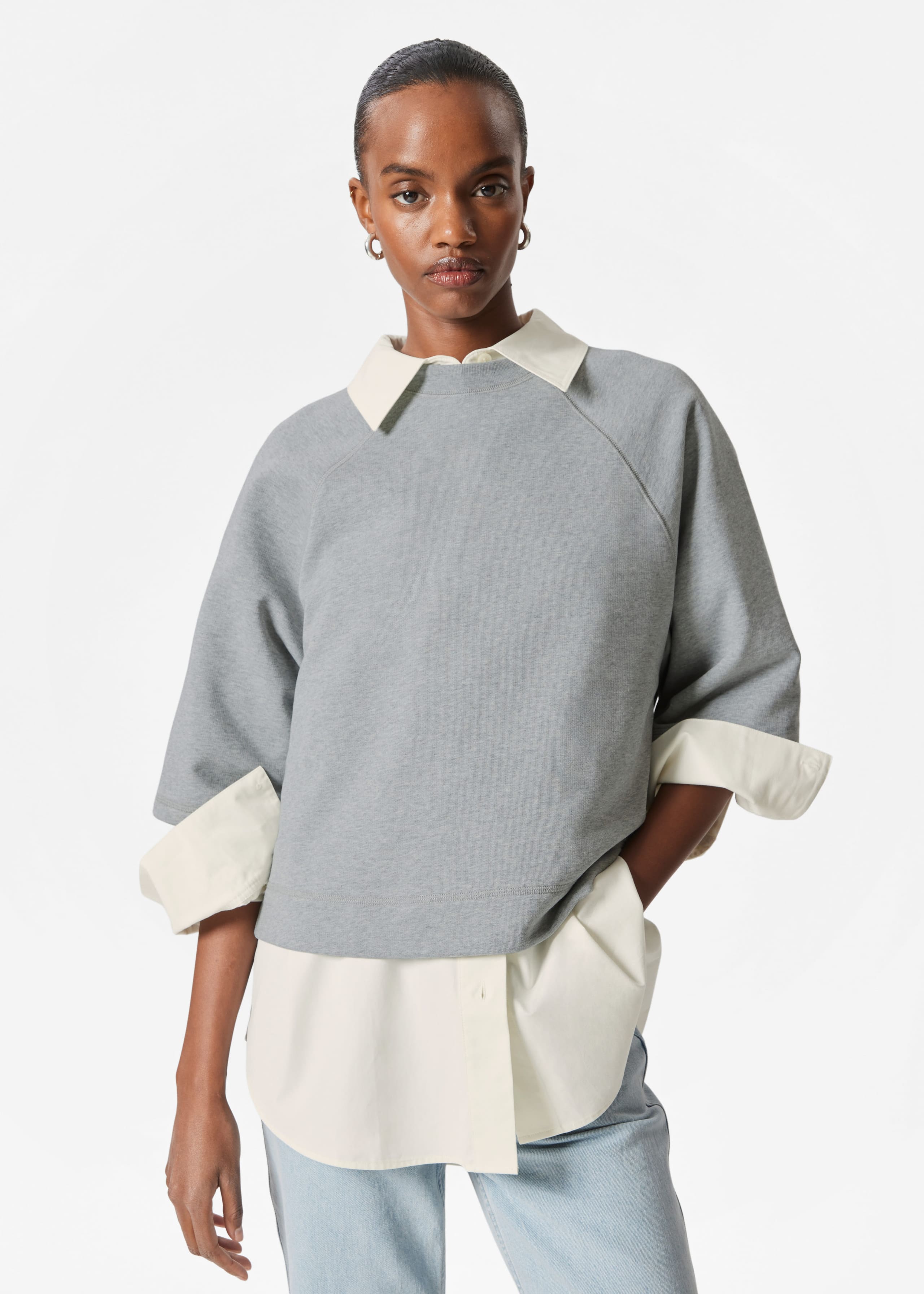 Jersey-Pullover - Grau meliert - Lookbook