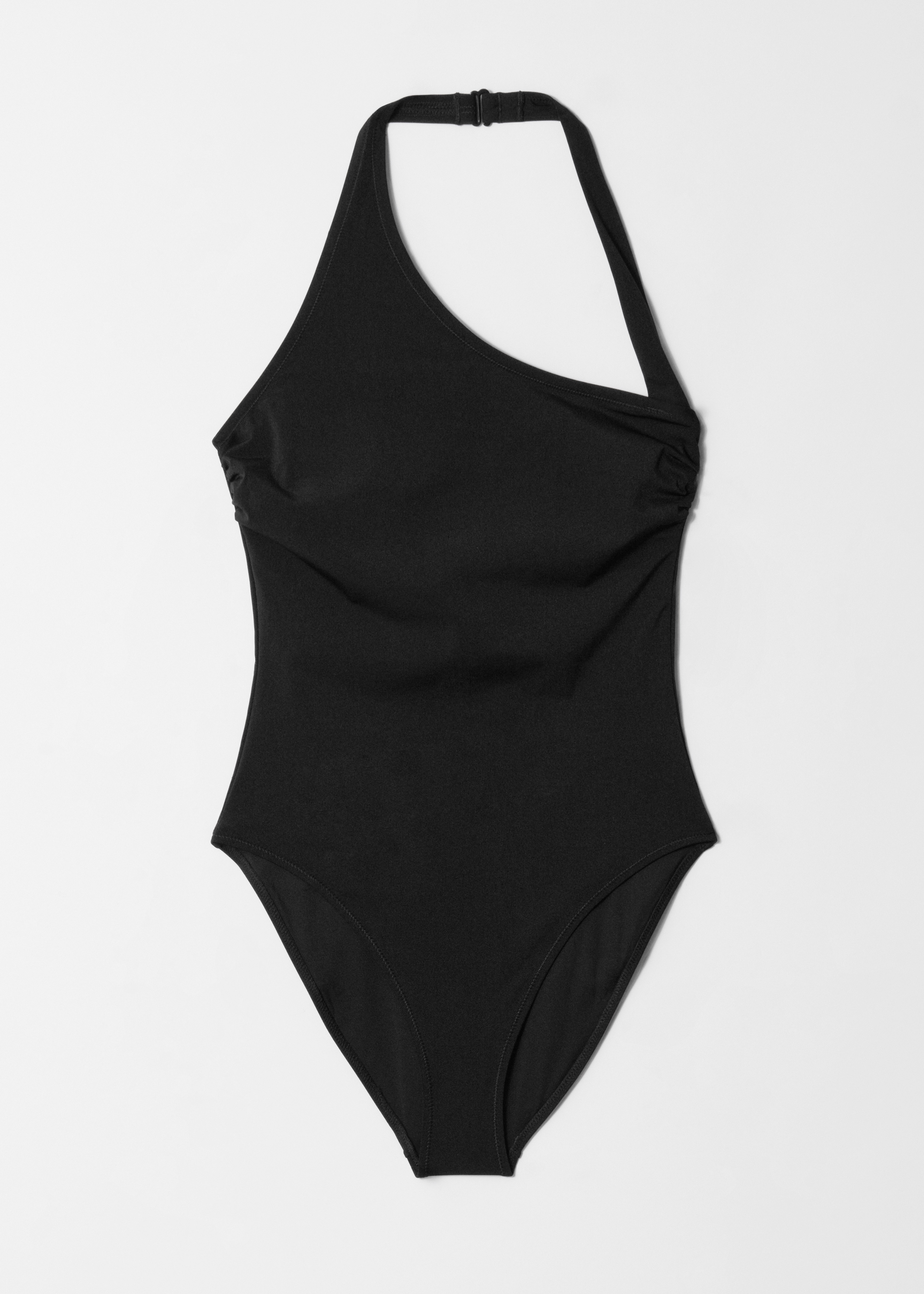 Costume da bagno scollo all'americana asimmetrico - Nero