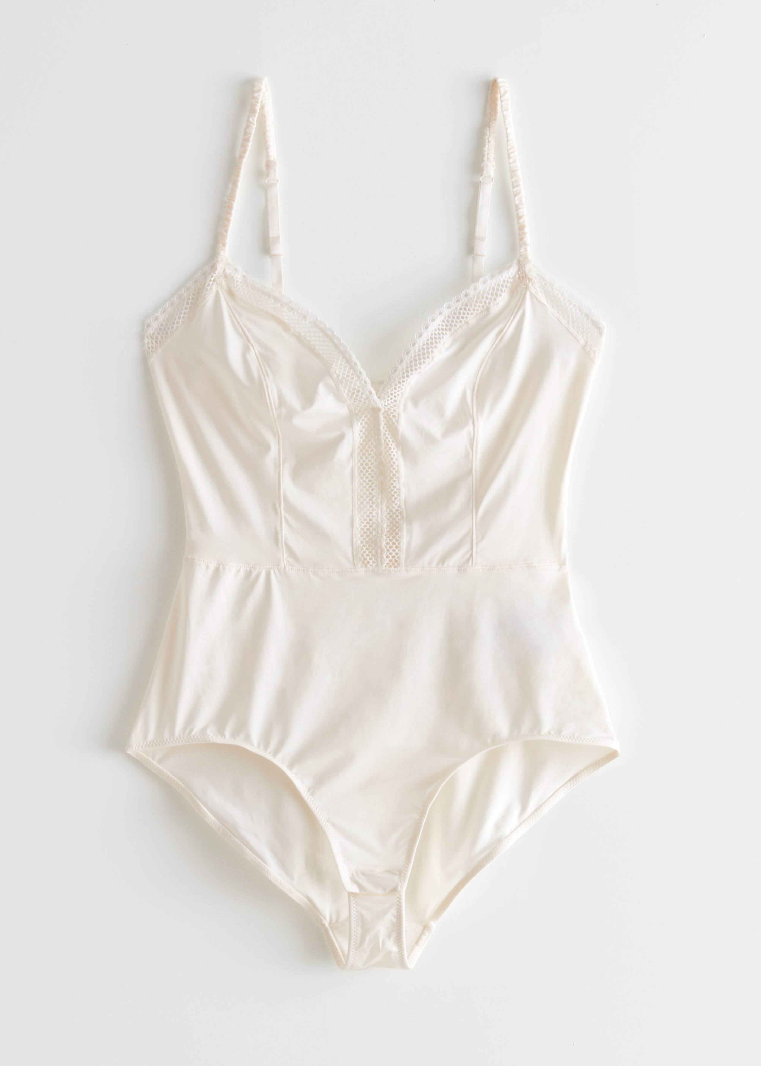 Strappy LaceTrim Bodysuit - White - Natura morta