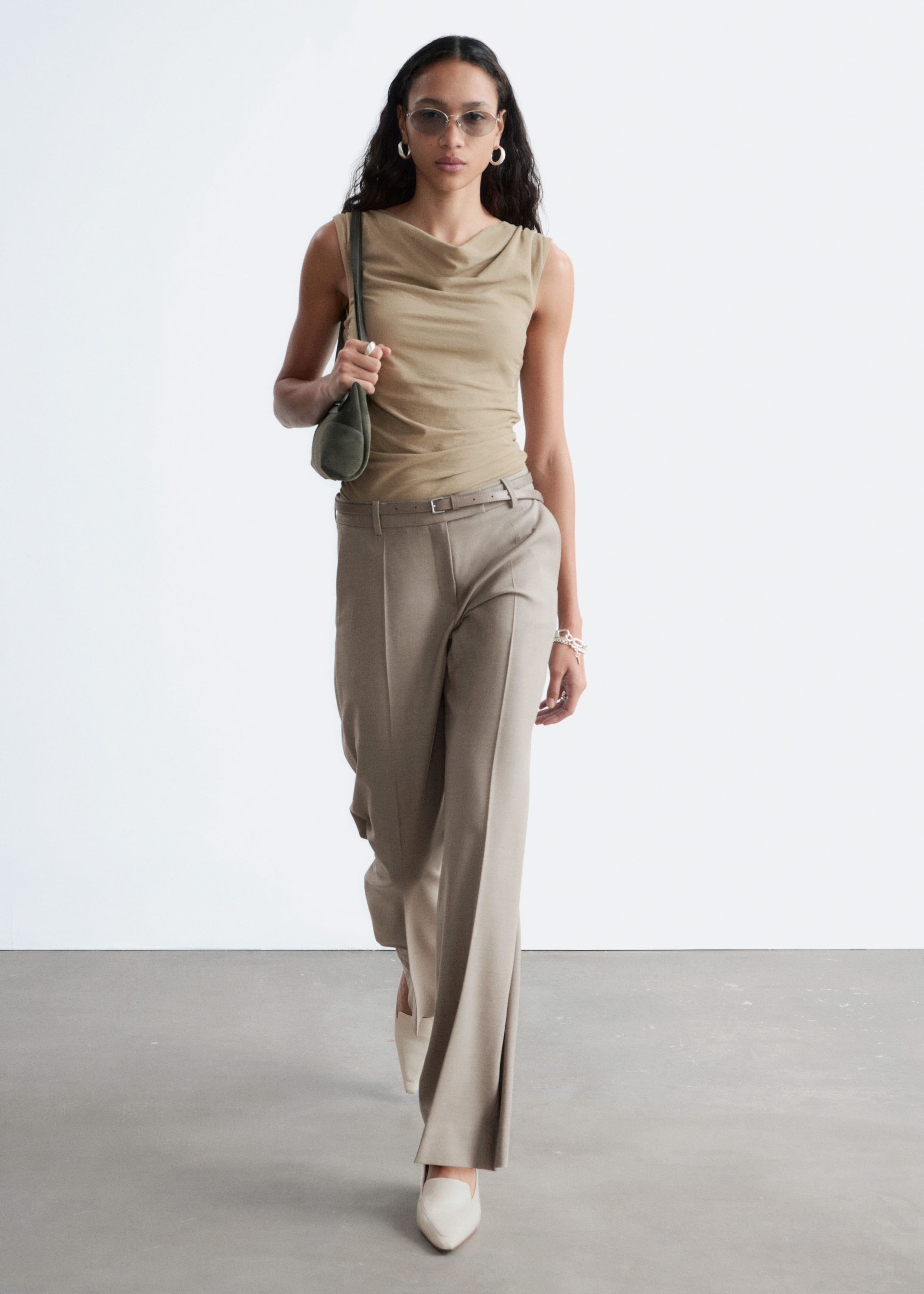 Image of Draped Cowl-Neck Top