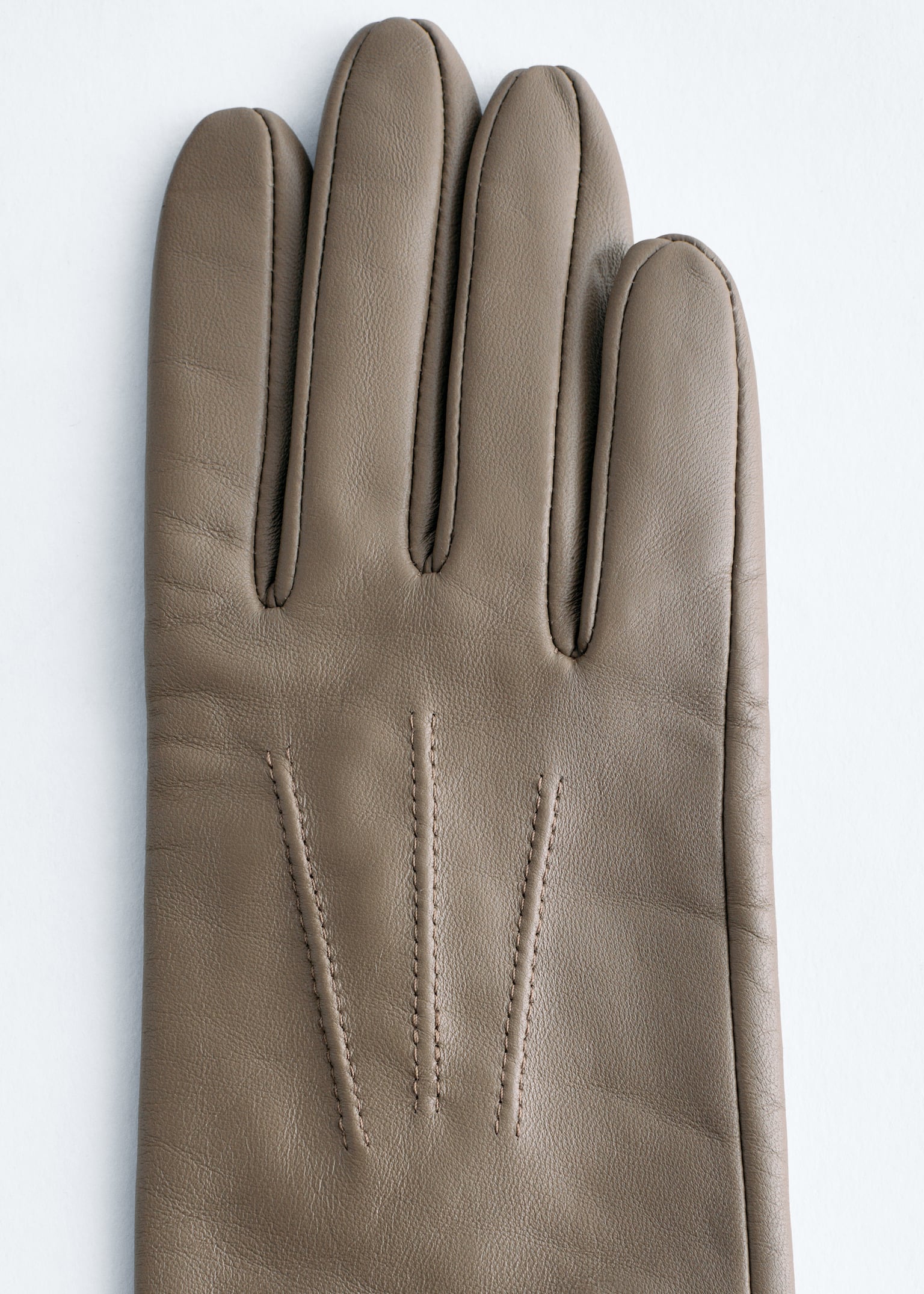 Long Leather Gloves - Greige/Light Blue/Burgundy - 2
