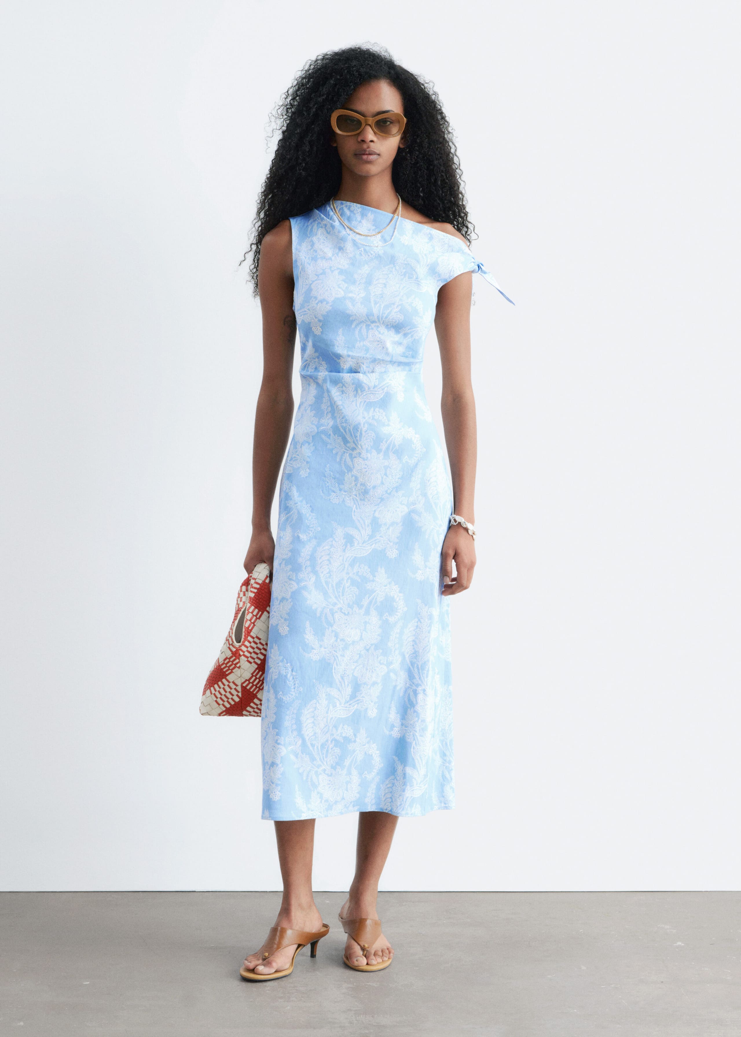 Image of Asymmetric Paisley Midi Dress