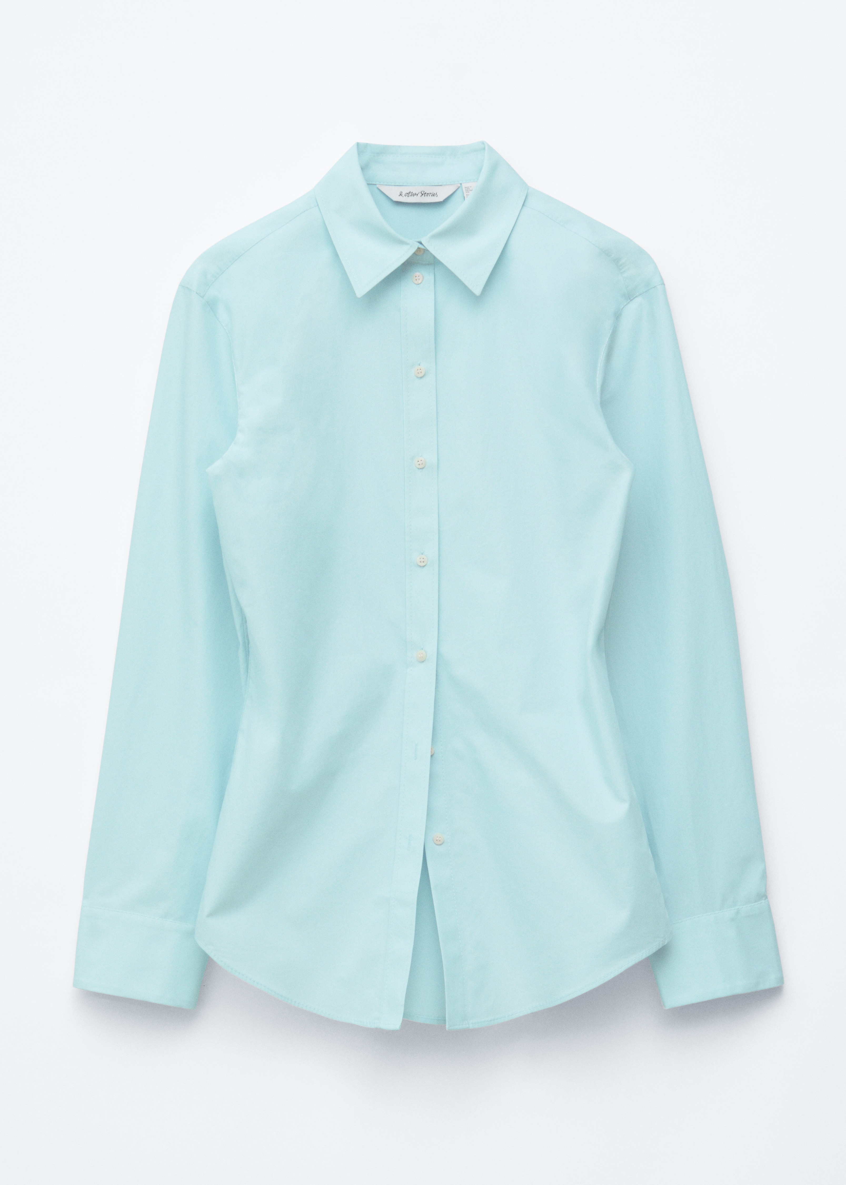 Figursyet bomuldsskjorte - Lys turkis