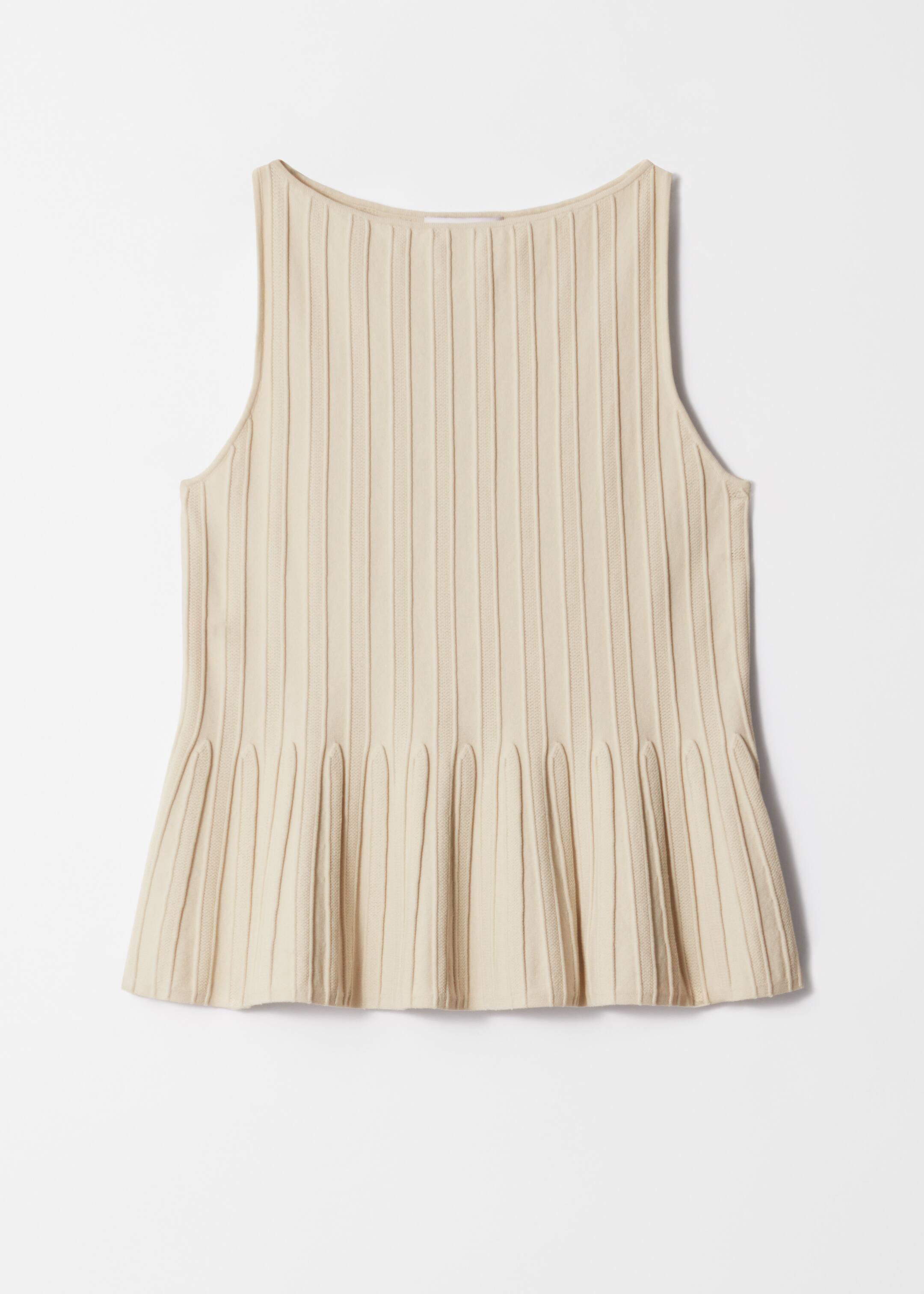 Visa större bild: Ribbstickad peplumtopp - Crèmevit - DAM | H&M FI 5