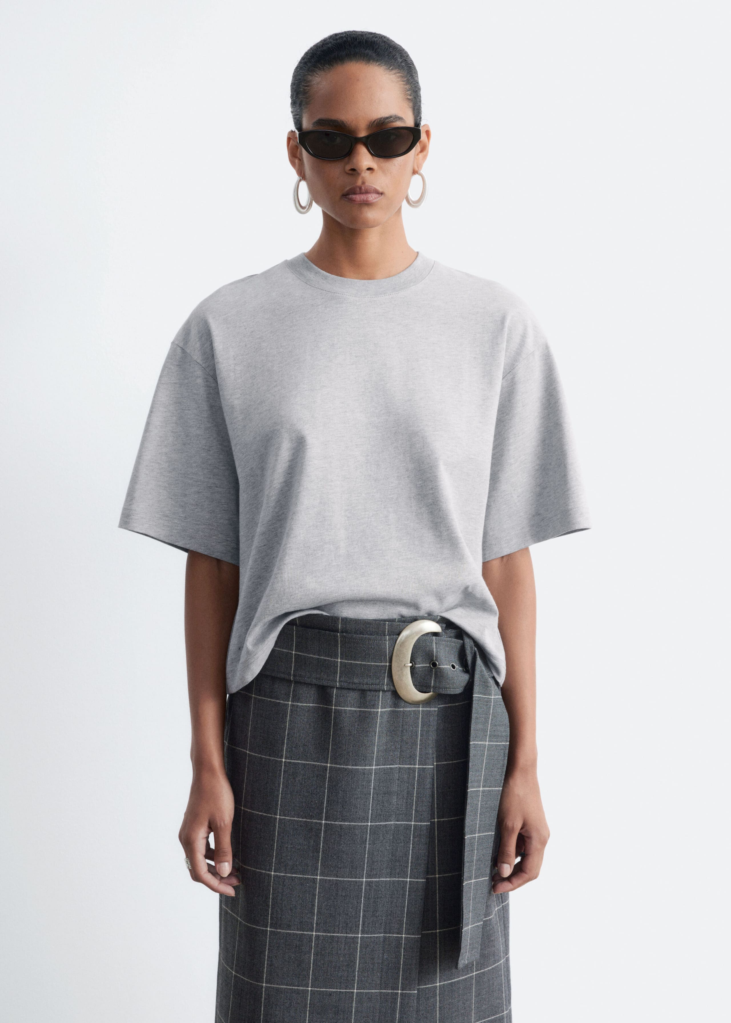Boxy Cotton T-Shirt - Black - Lookbook