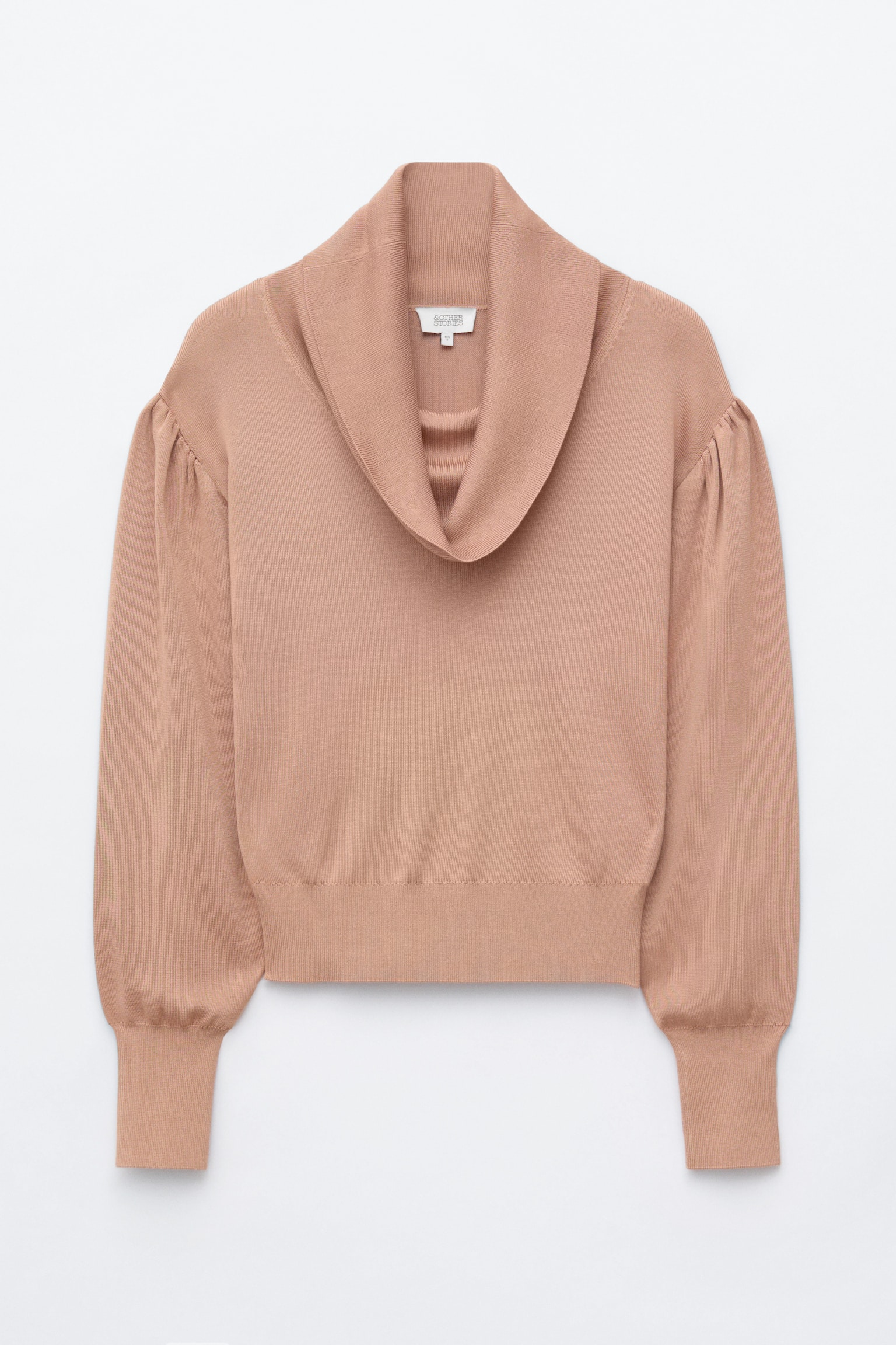 Topp med draperad halsringning - Beige