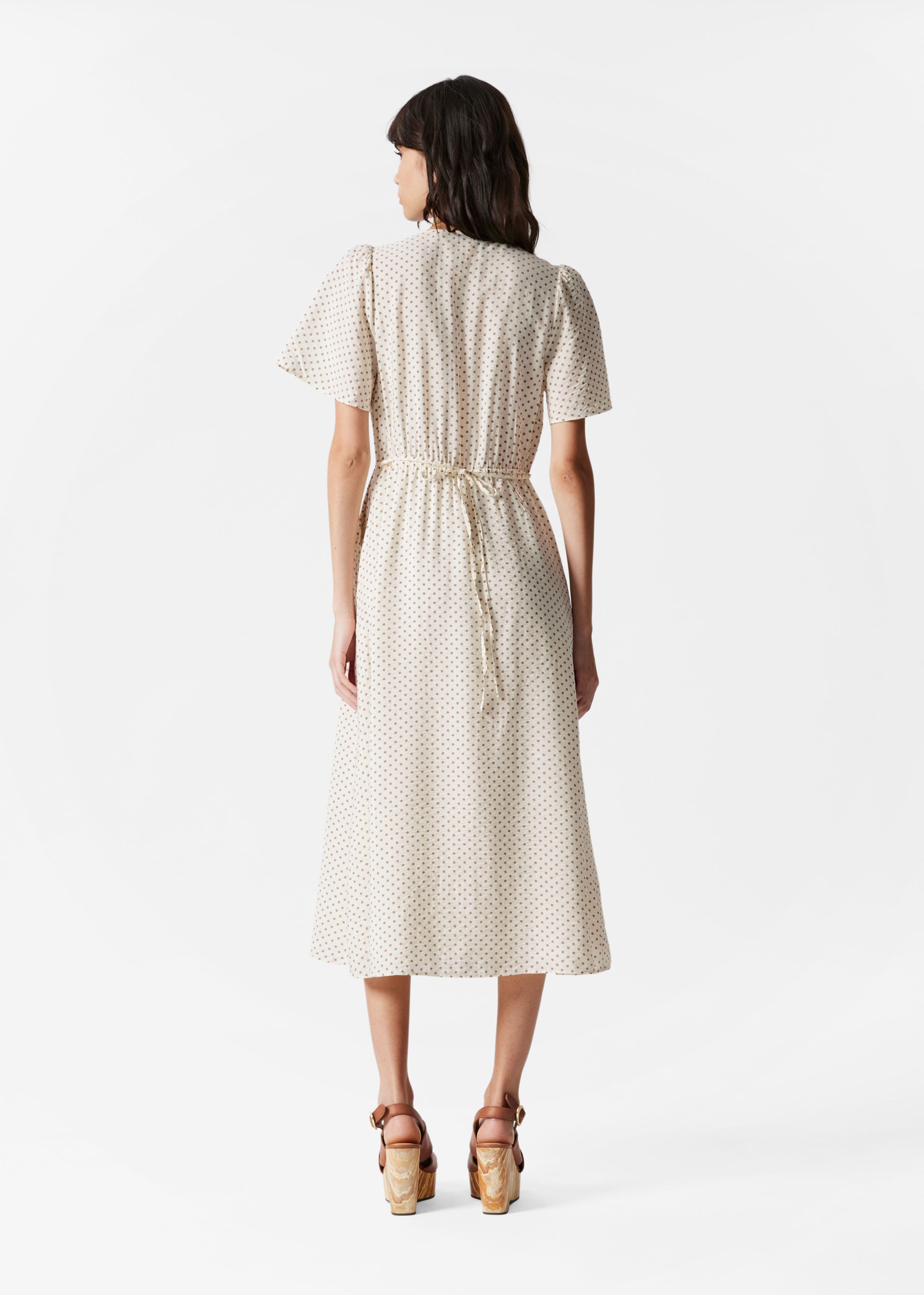 Flutter-Sleeve Midi Dress - Black Print - Lookbook