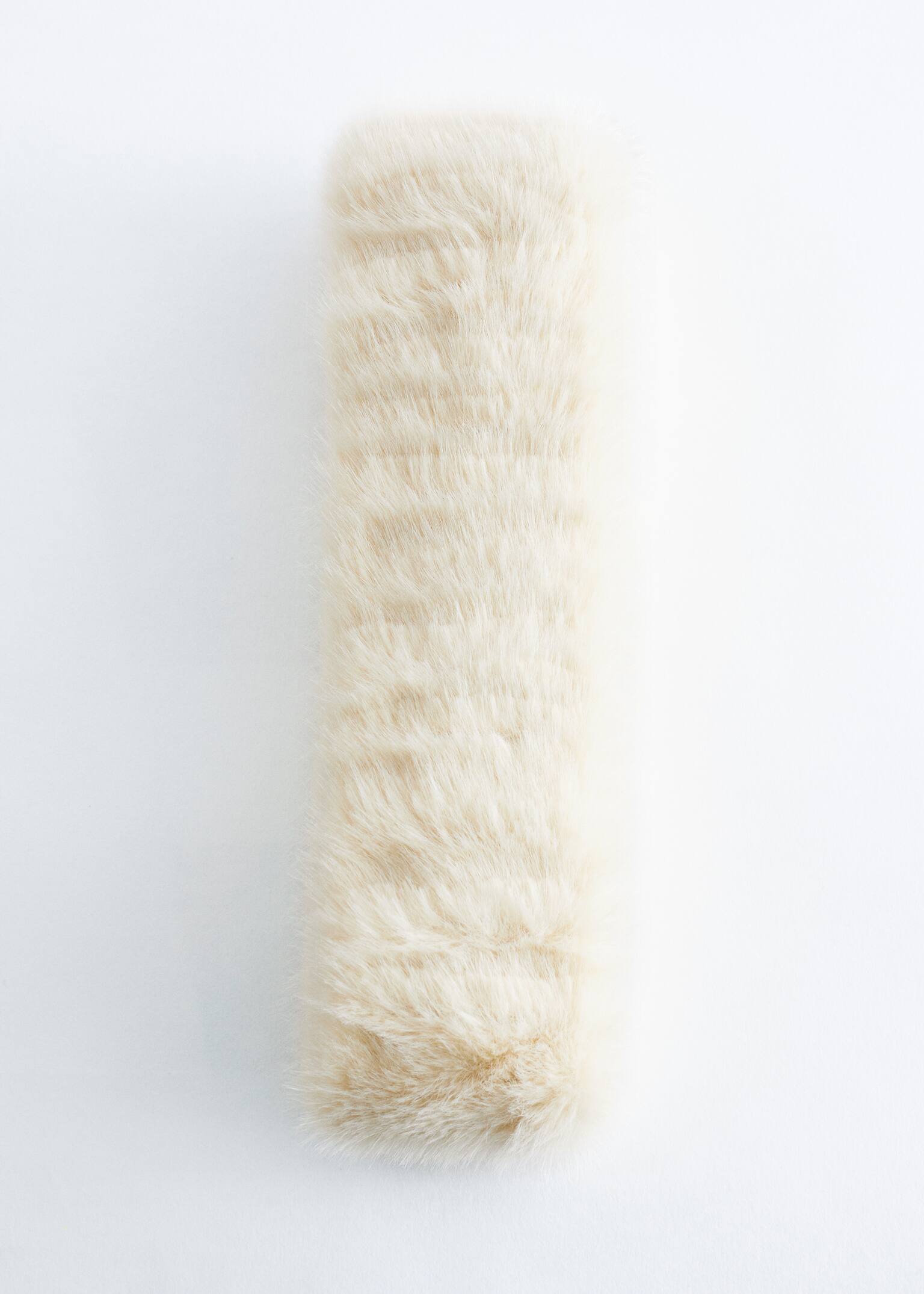 Faux Fur Headband - Cream/Brown - 3