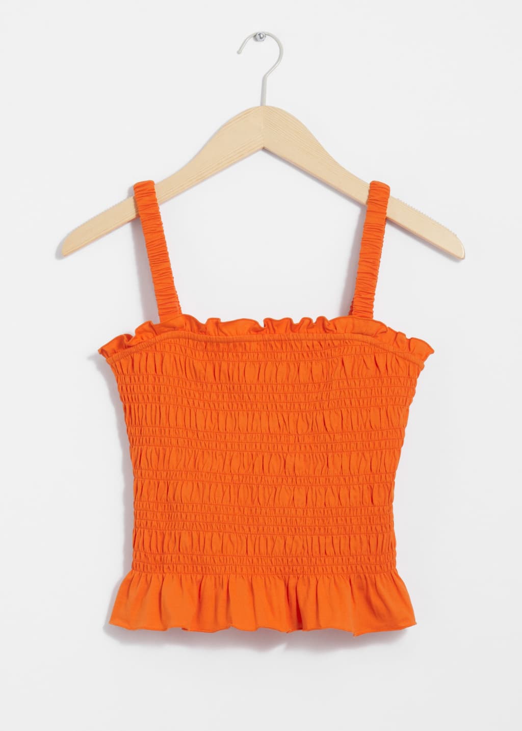 Top peplum fruncido con nido de abeja - Naranja - Bodegón