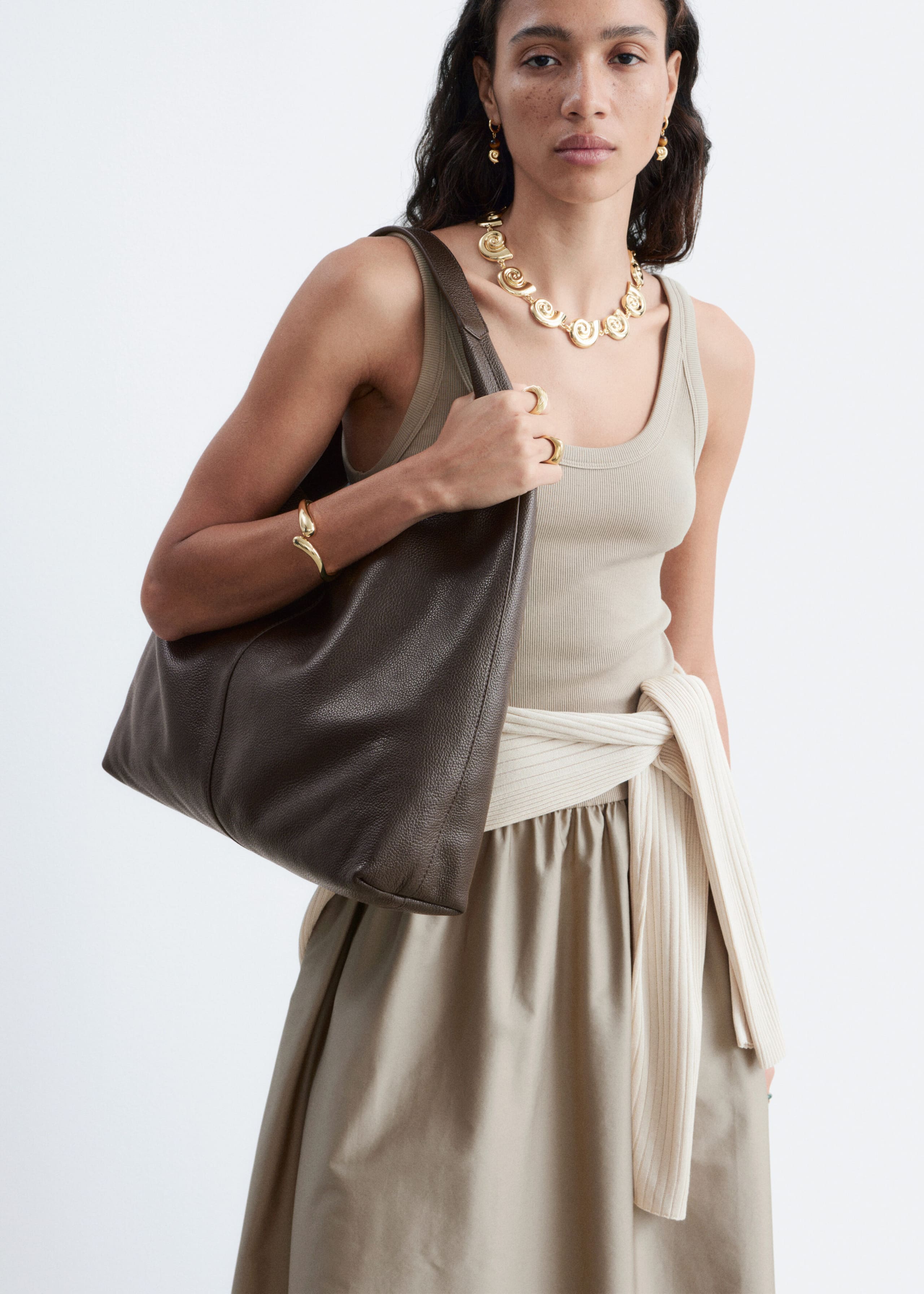 Large Leather Tote Bag - Dark Brown - Still Life