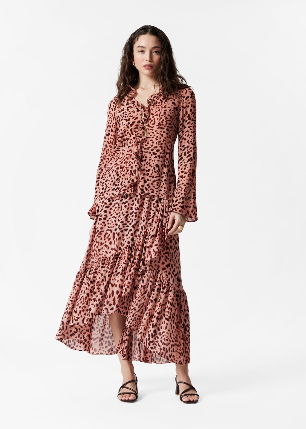 Image of V-Neck Ruffle Blouse