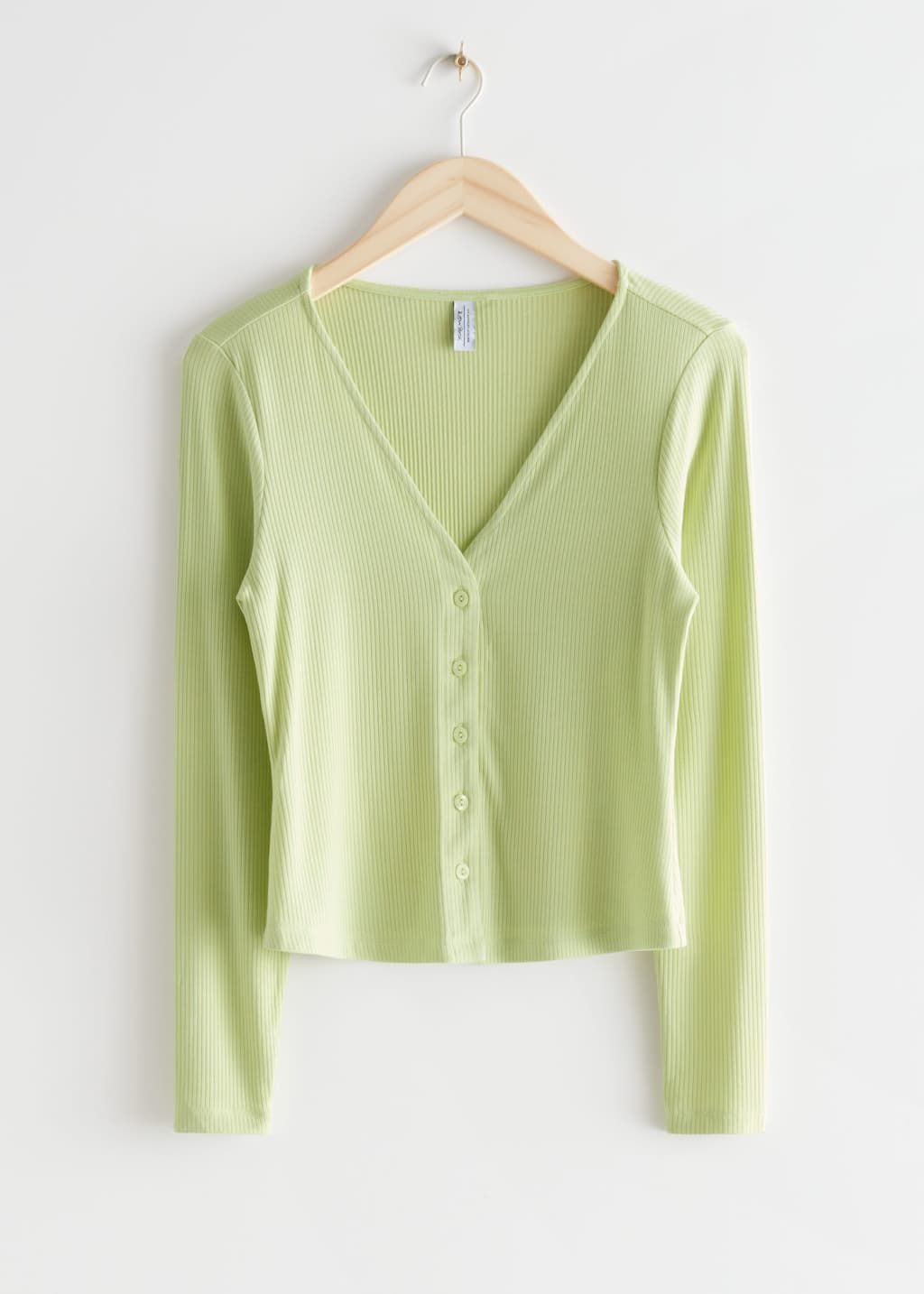 Fitted Rib Cardigan - Light Green - Still Life
