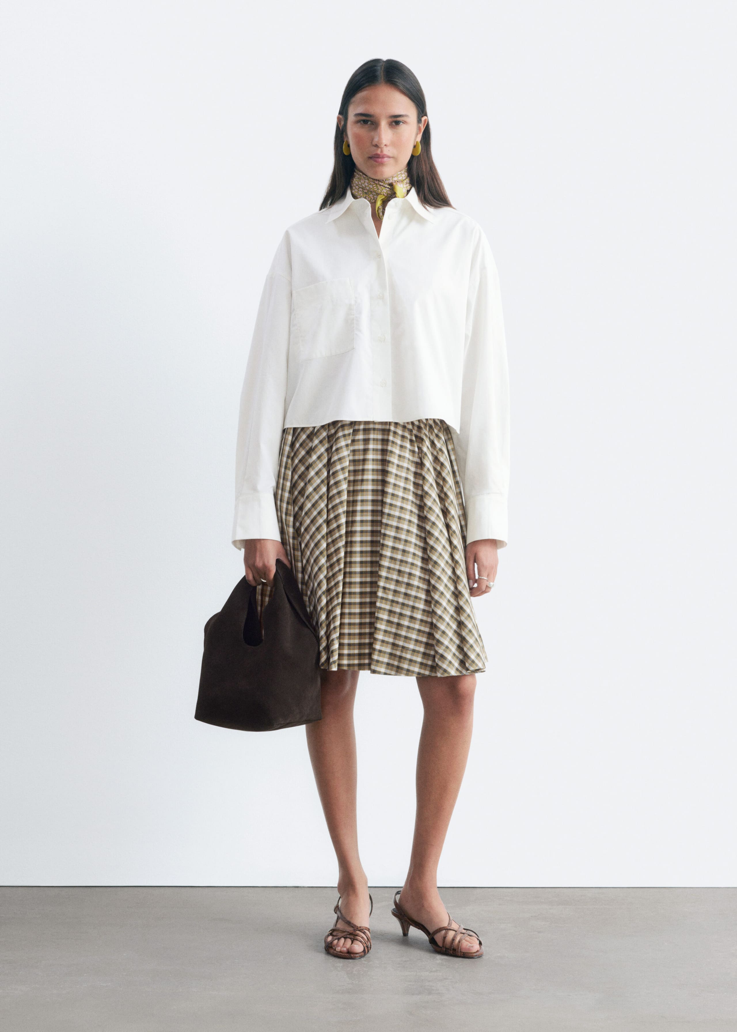 Cropped Cotton Twill Shirt - White - Lookbook