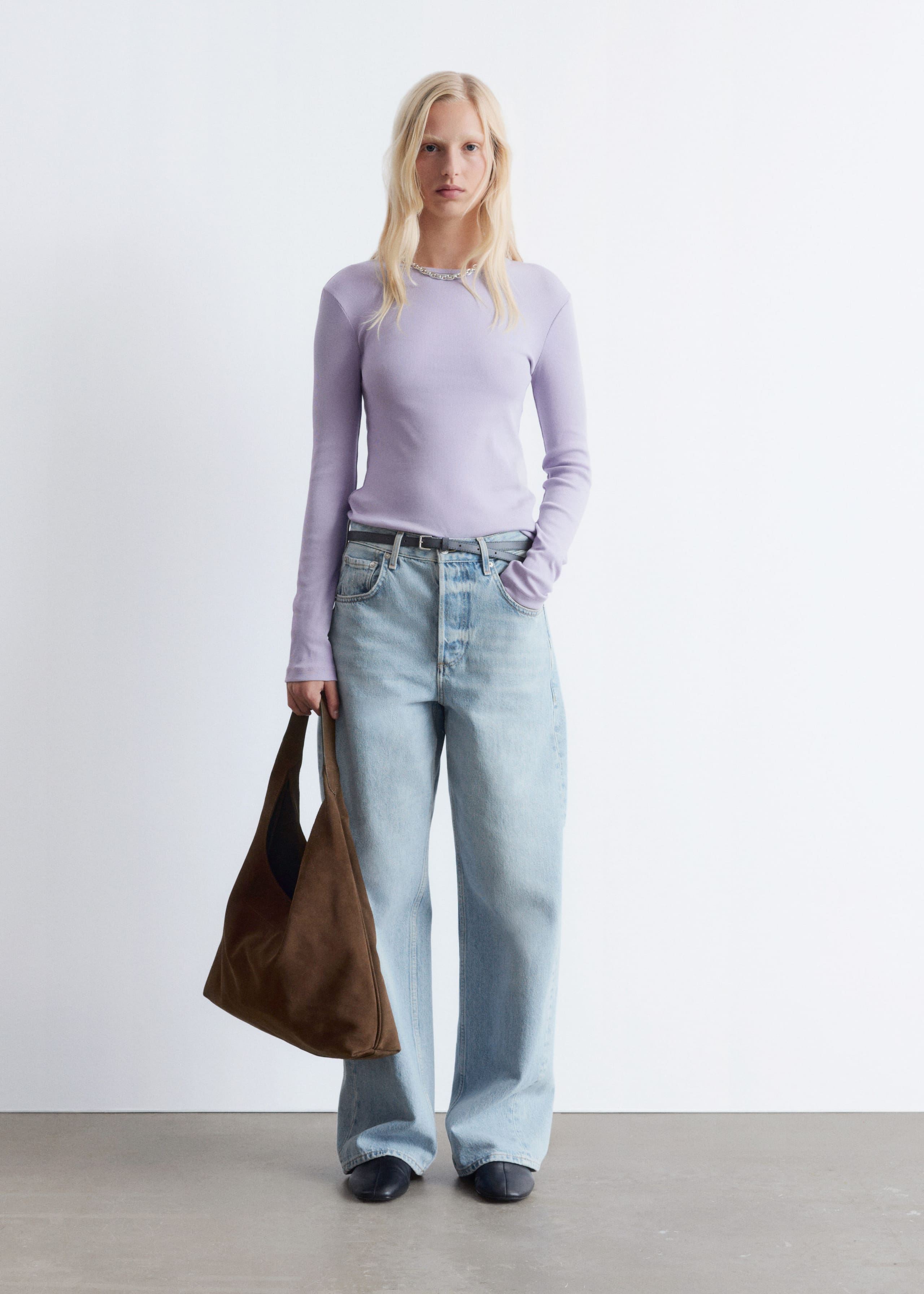 Image of Ribbed Long-Sleeve Top