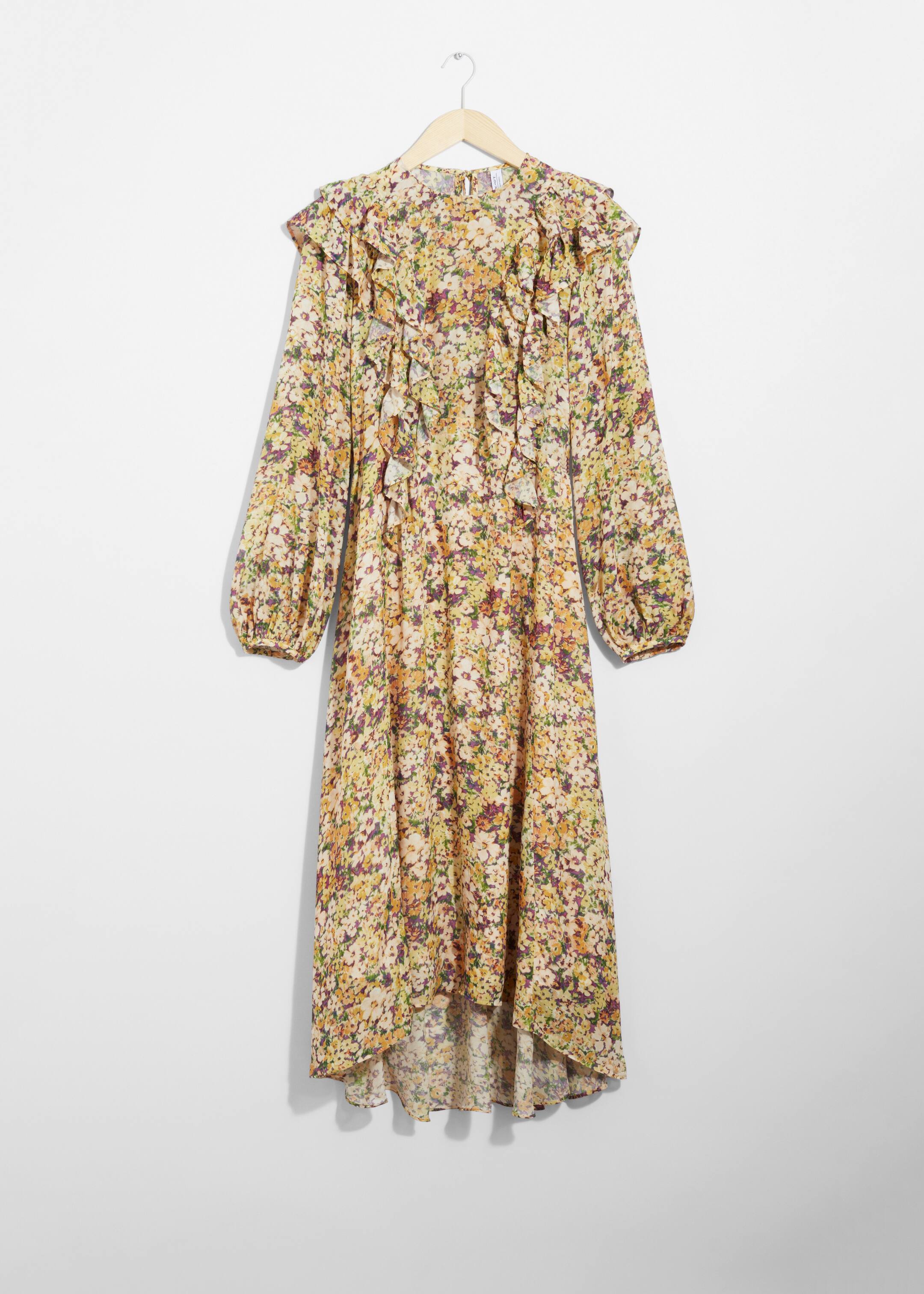 View larger image: Ruffle-Trimmed Midi Dress - Yellow Print - Ladies | H&M GB 1