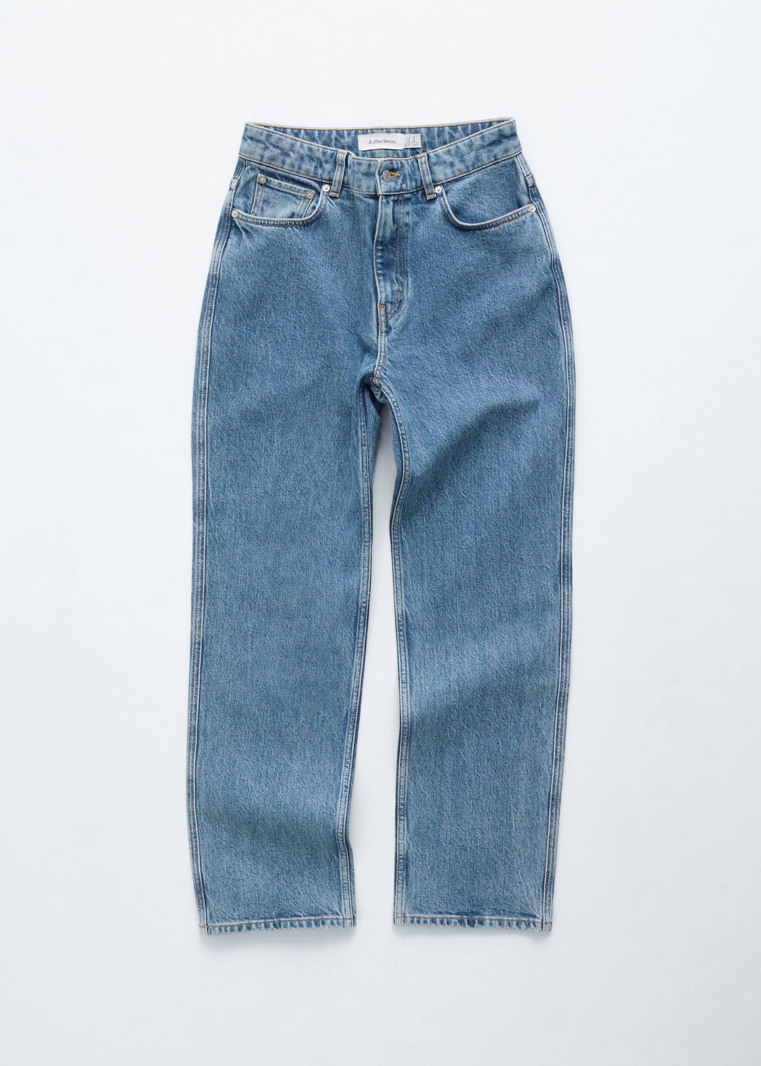 Verkürzte Jeans mit schmalem Bein - Hellblau/Weiß - 2