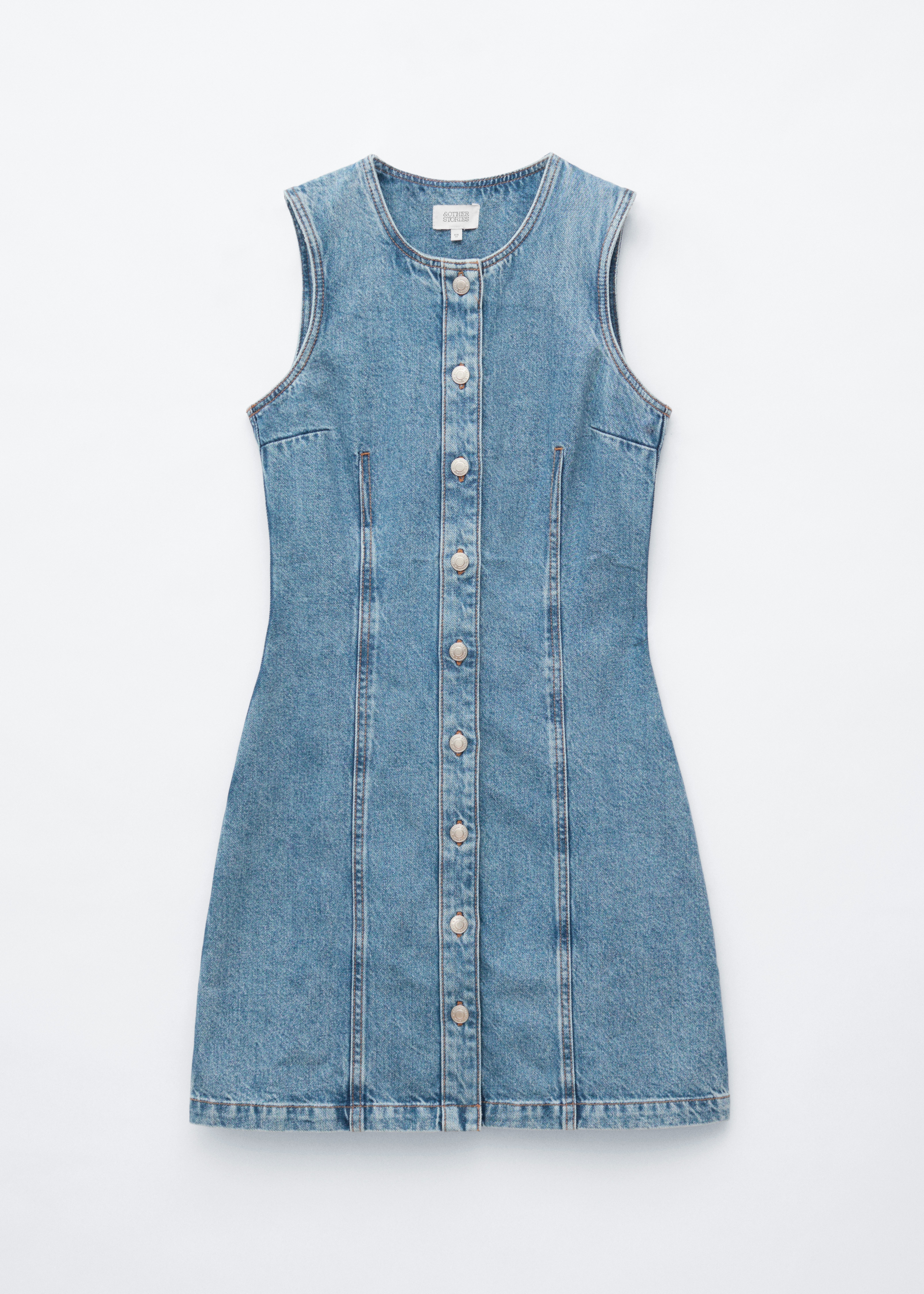 Button-Front Denim Dress - Blue