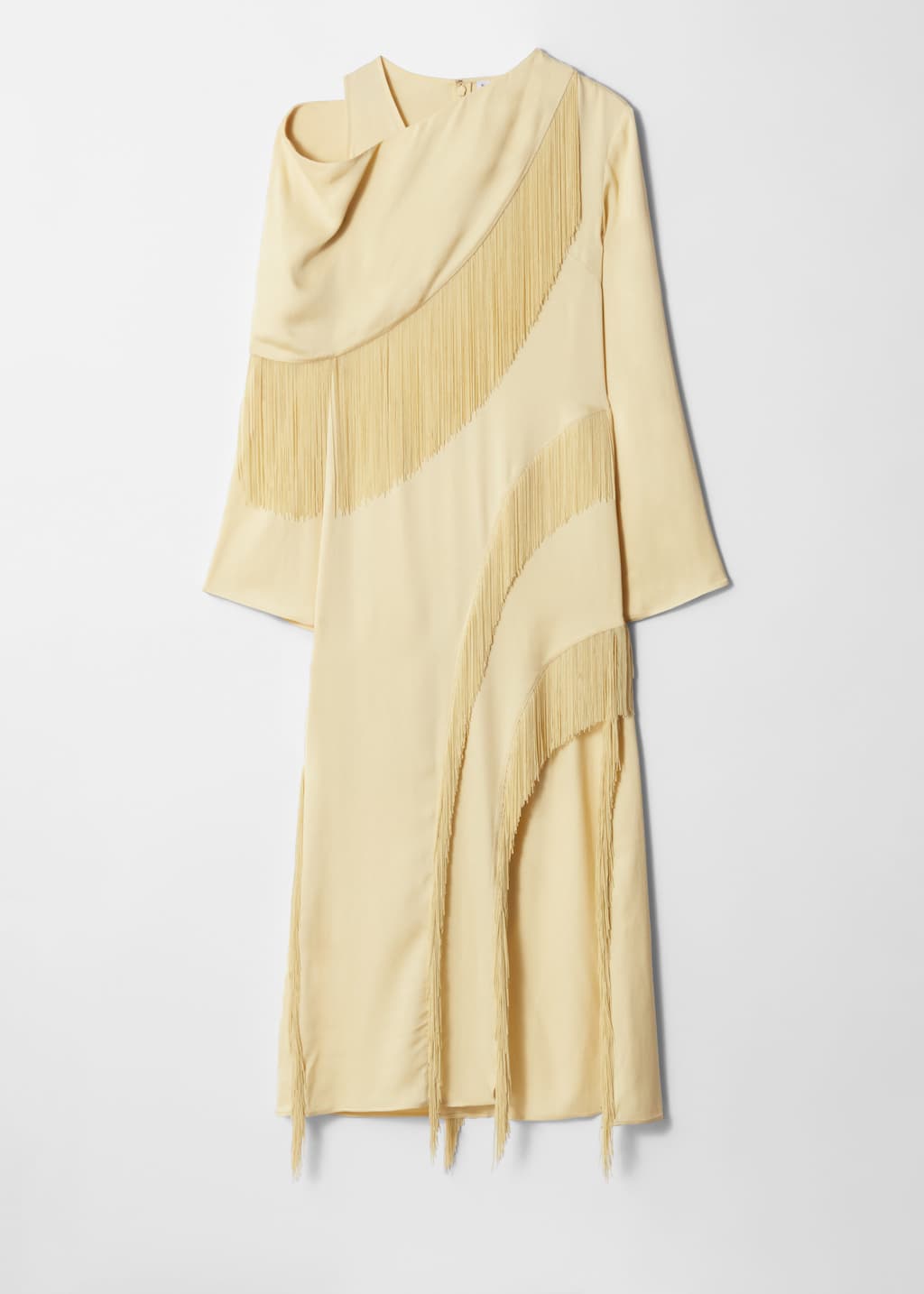 Maxi abito con frange - Giallo chiaro - Natura morta