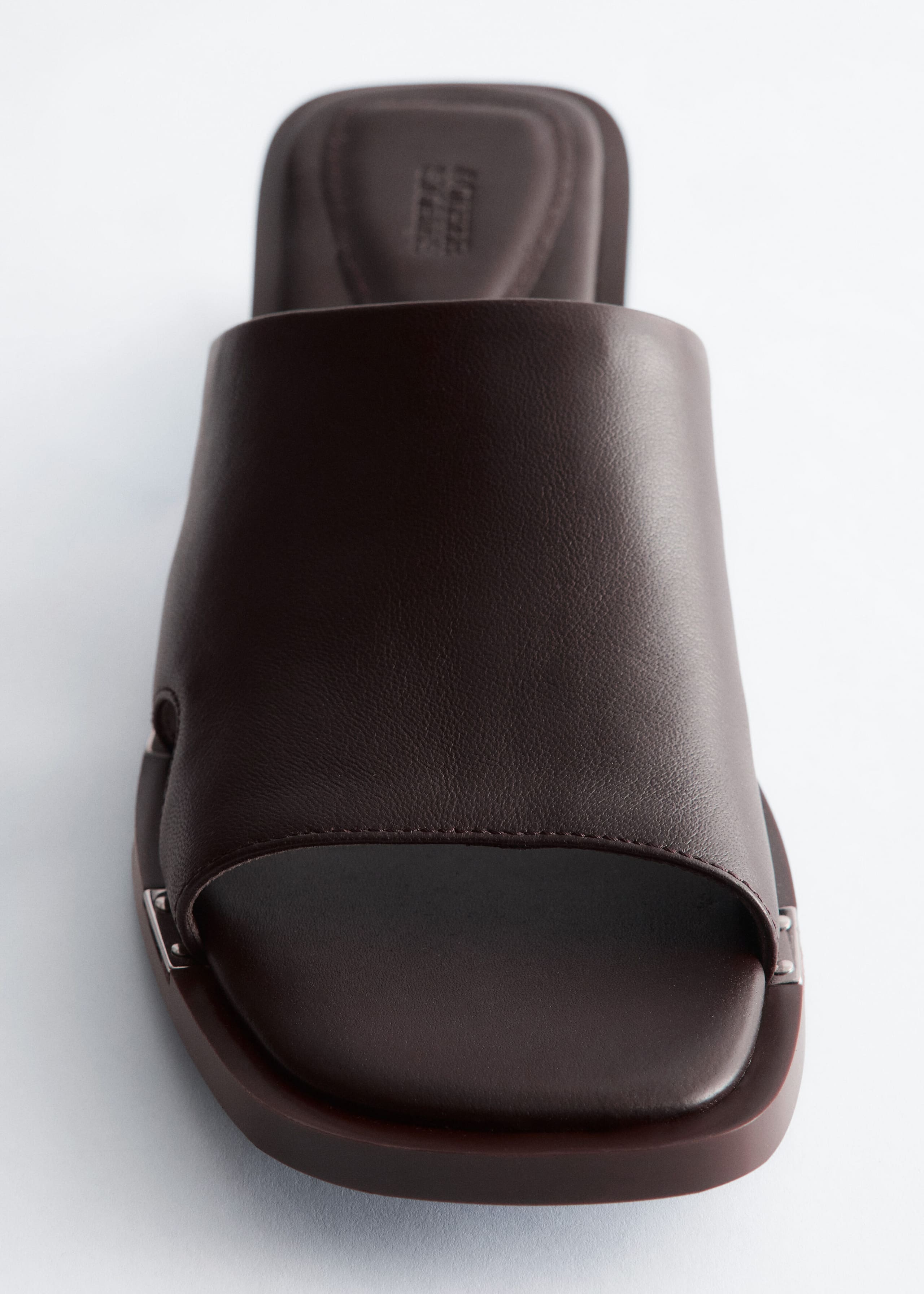 Block Heel Leather Sandals - Dark Brown - Still Life