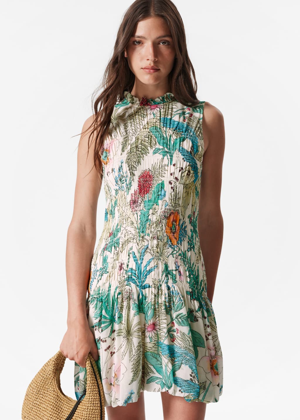 Smock Mini Dress - Floral Pattern - Lookbook