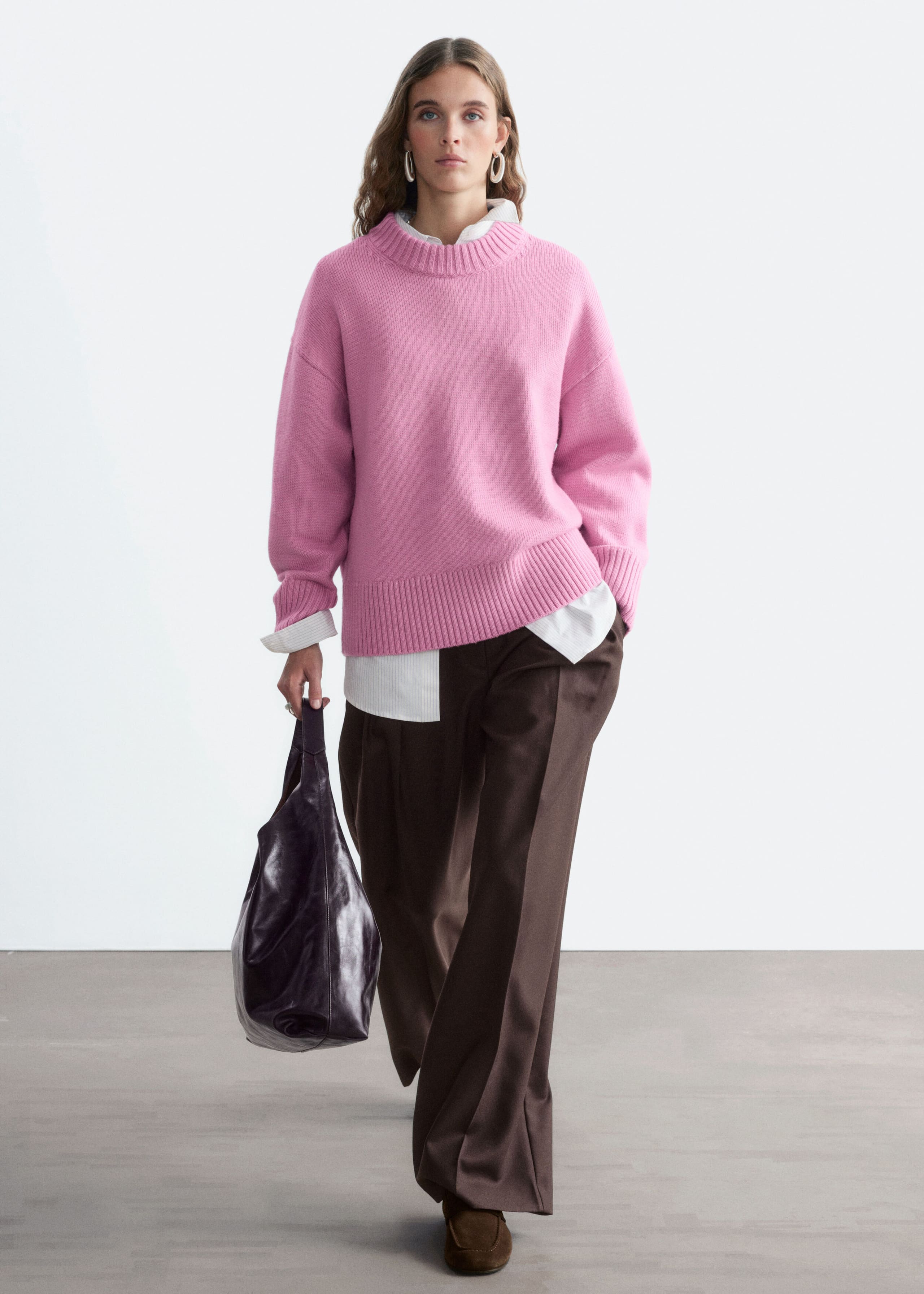 Oversized Wool Jumper - Pink - Lookbook