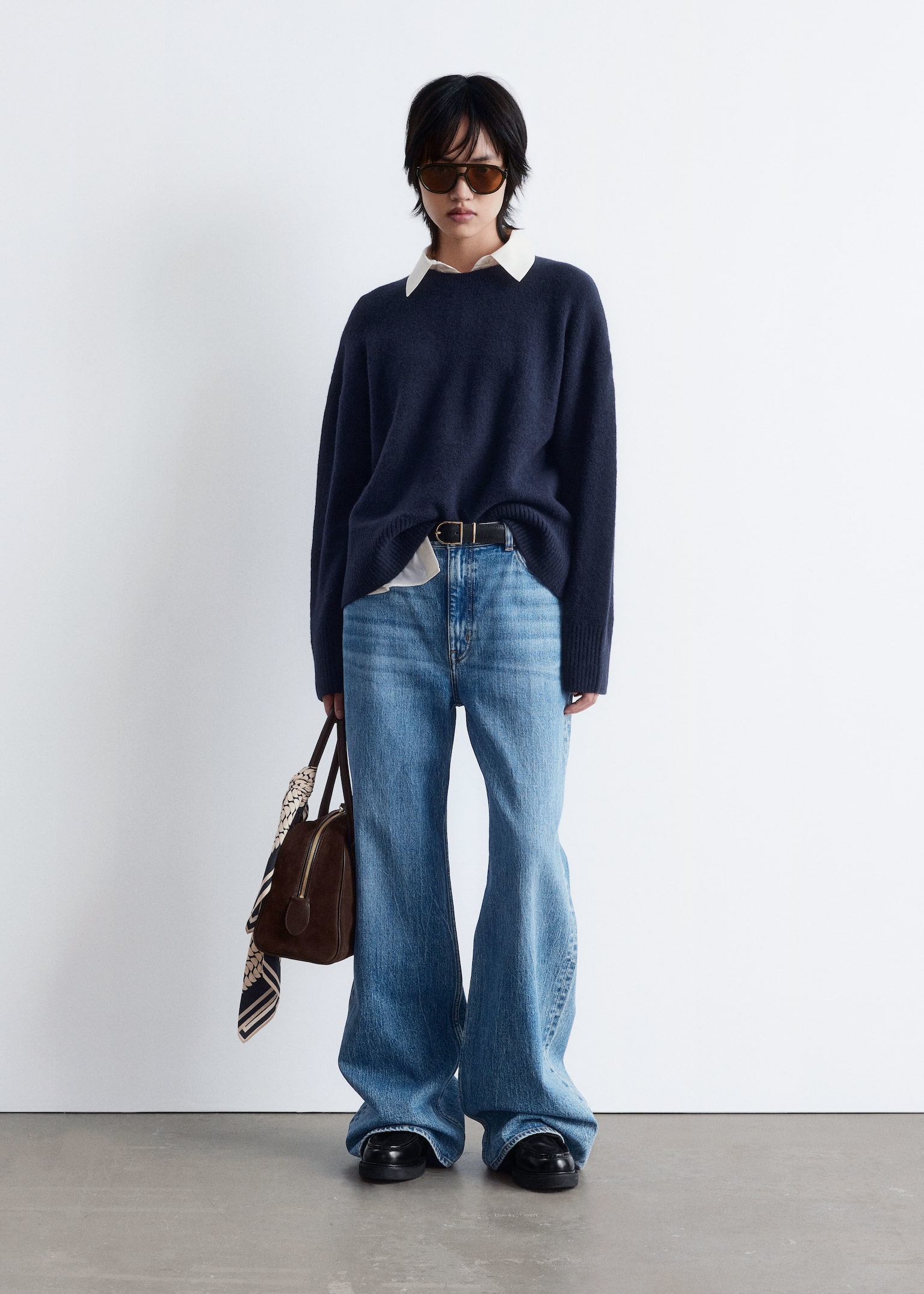 Relaxed Knit Jumper - Dark Blue/Grey Melange/Dark Red/Mole Beige/White/Black/Cerise Pink/Mole/Navy/Dusty Blue - 5