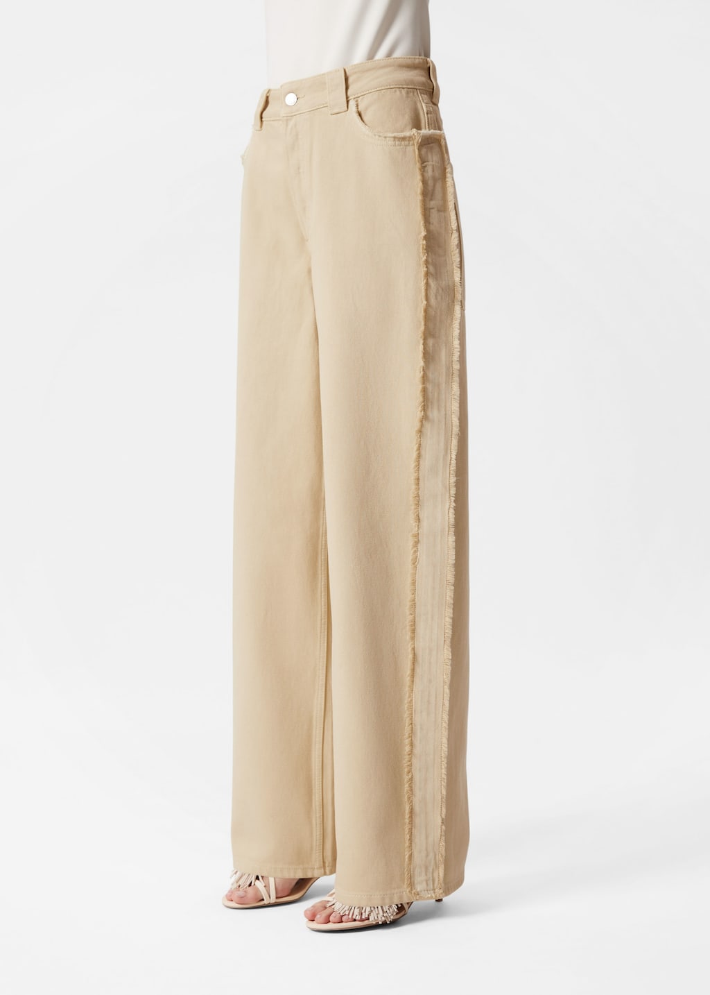 Image of Fringed Wide-Leg Jeans