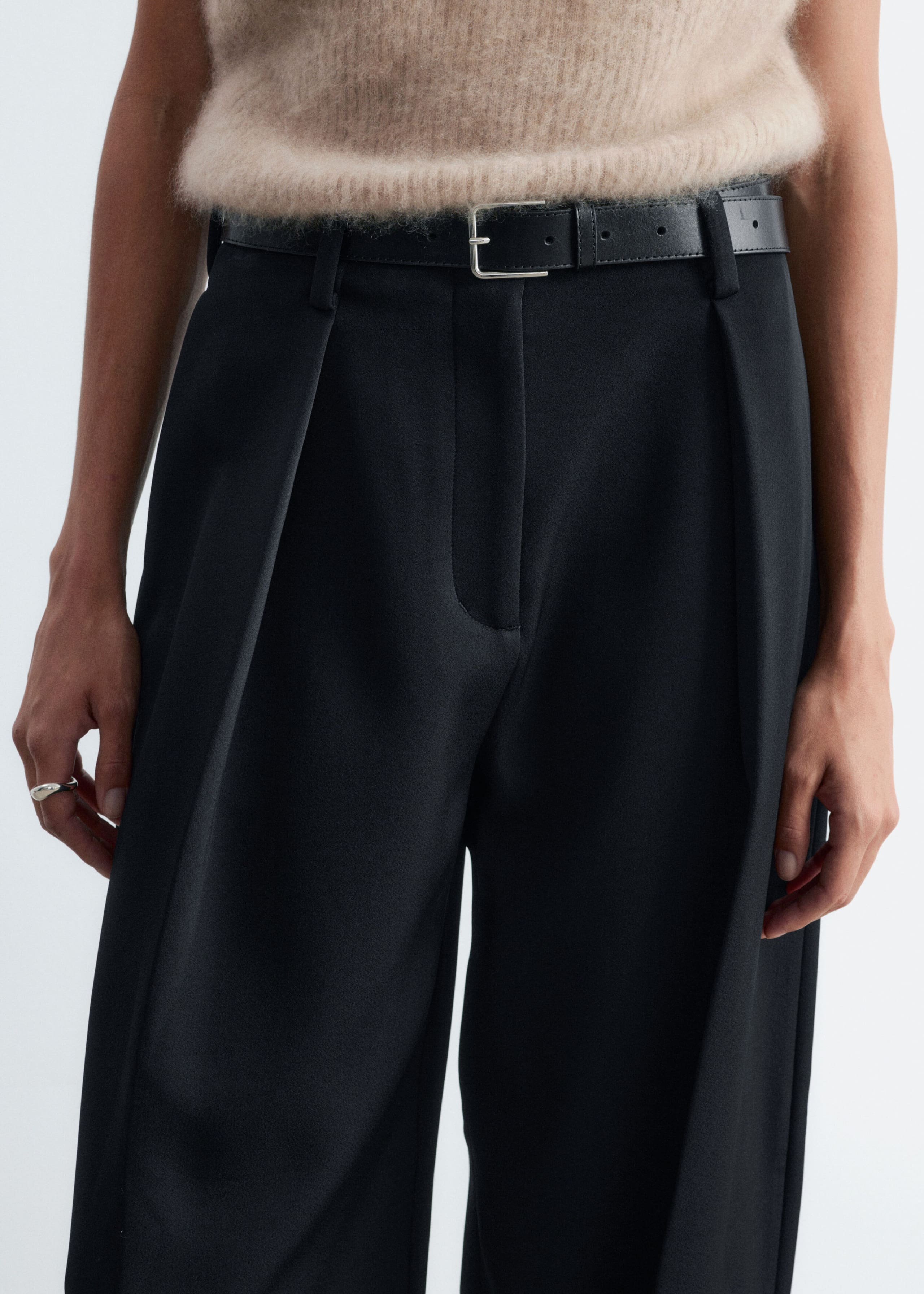 Sculptural Pleat Trousers - Cream - Lookbook