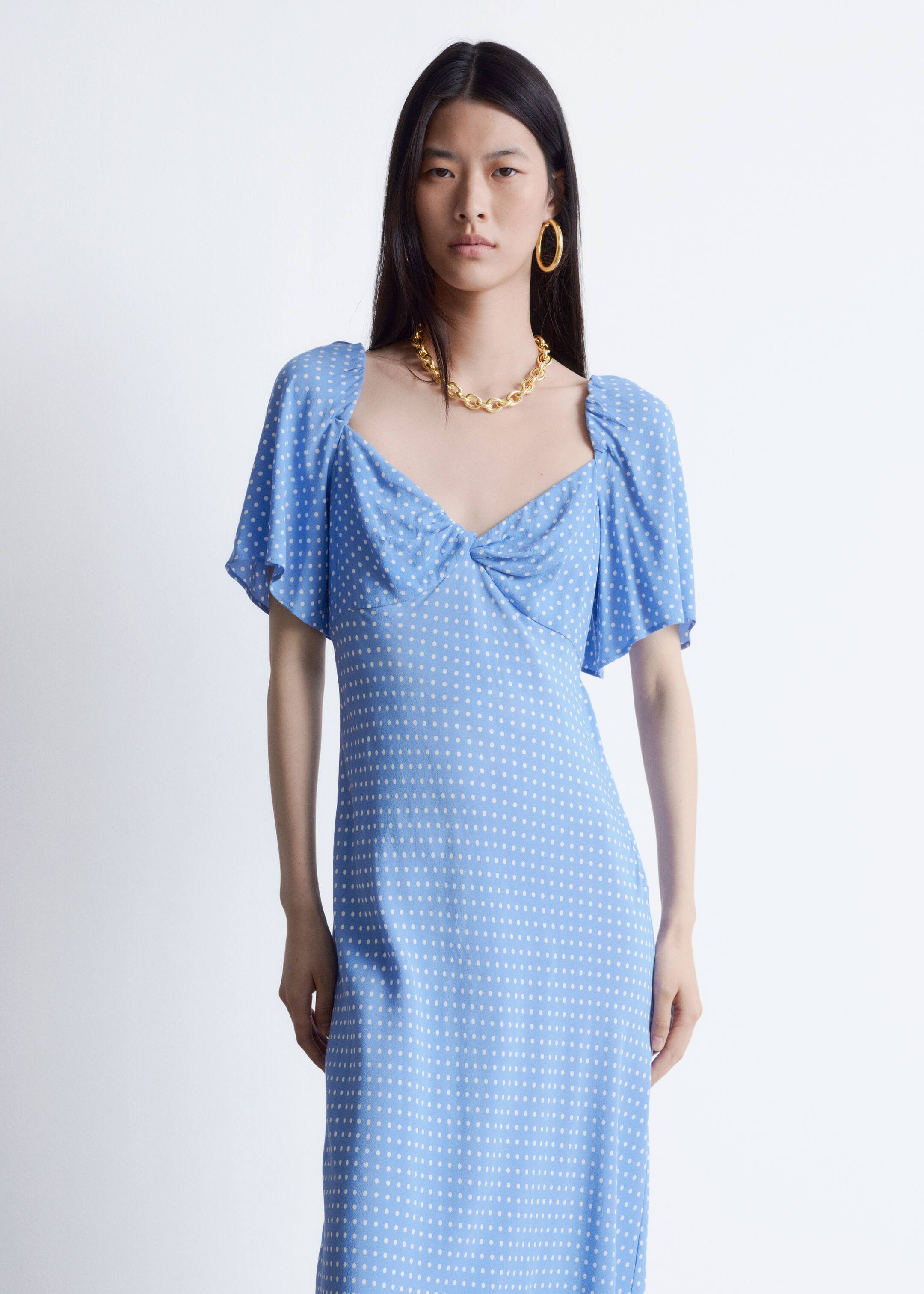 Visualizza immagine più grande: Abito midi con maniche svolazzanti - Azzurro a pois - DONNA | H&M IT 5