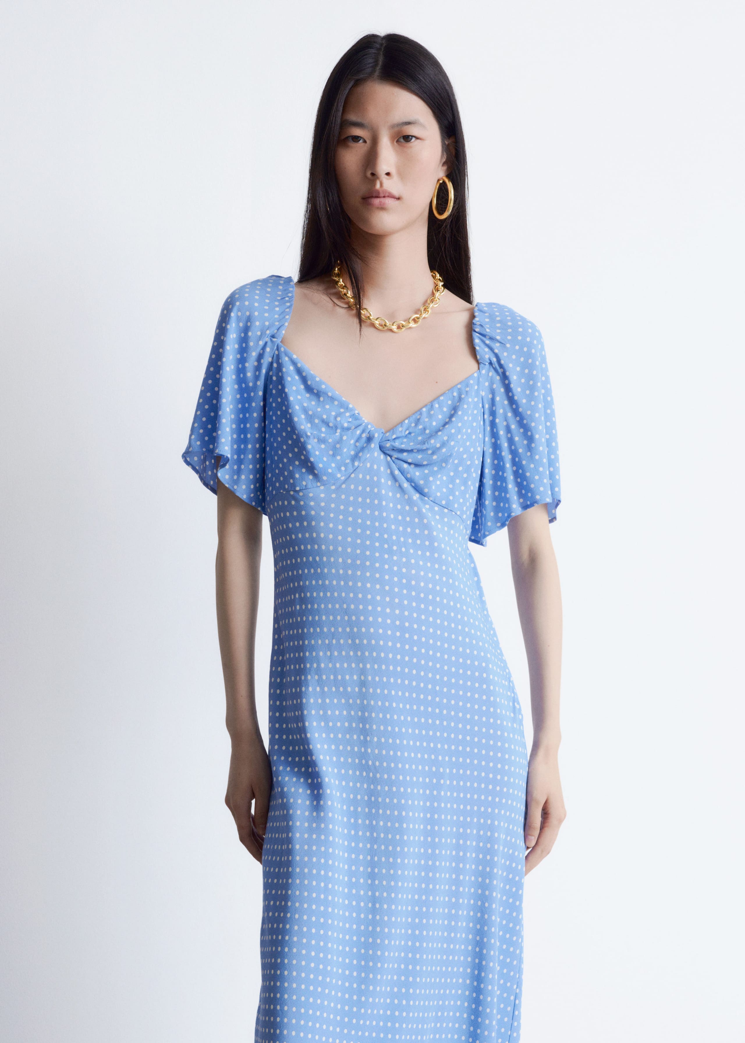Flutter-Sleeve Midi Dress