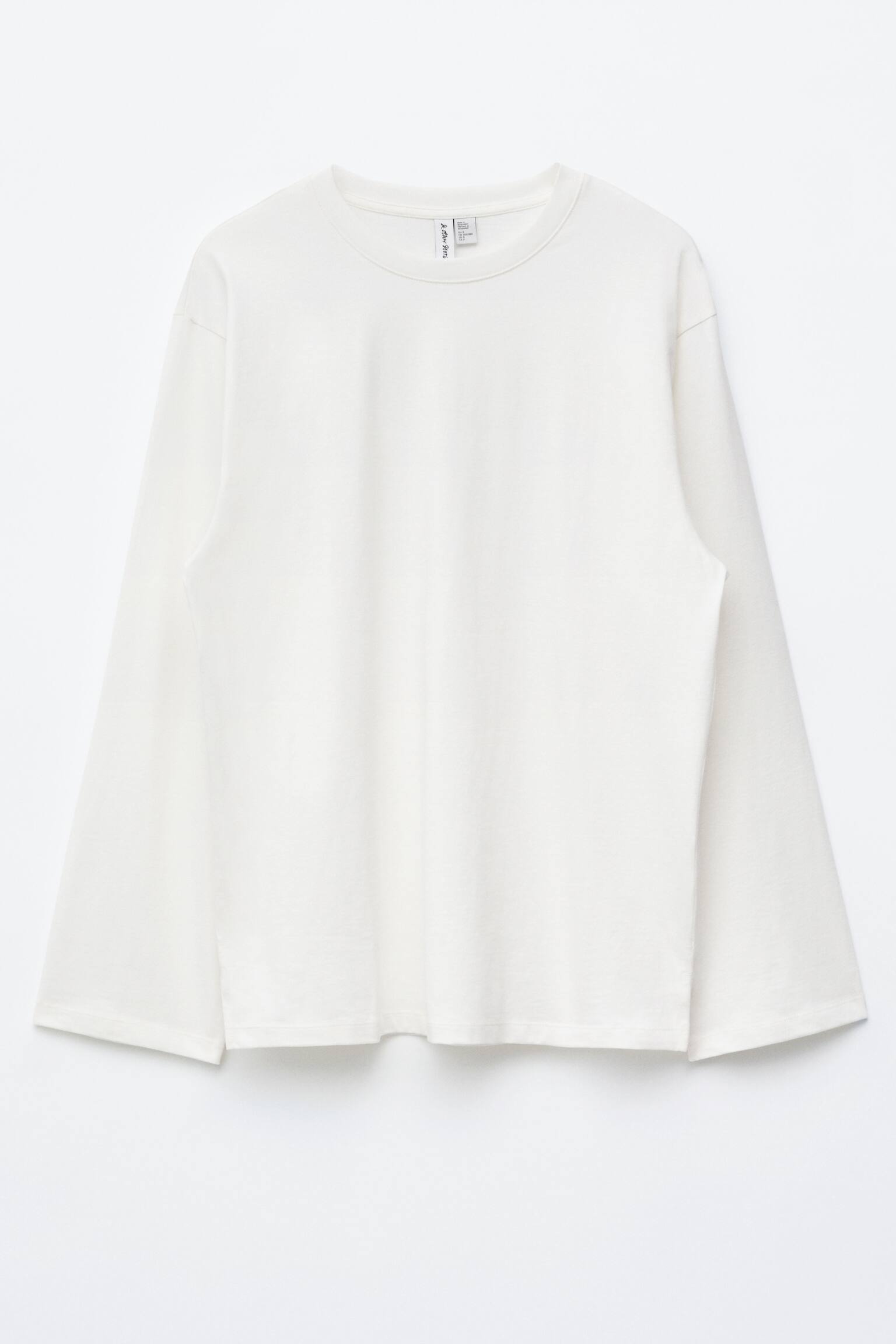 Langærmet jerseytop - Hvid/Mørkegul/Marineblå/hvide striber - 2