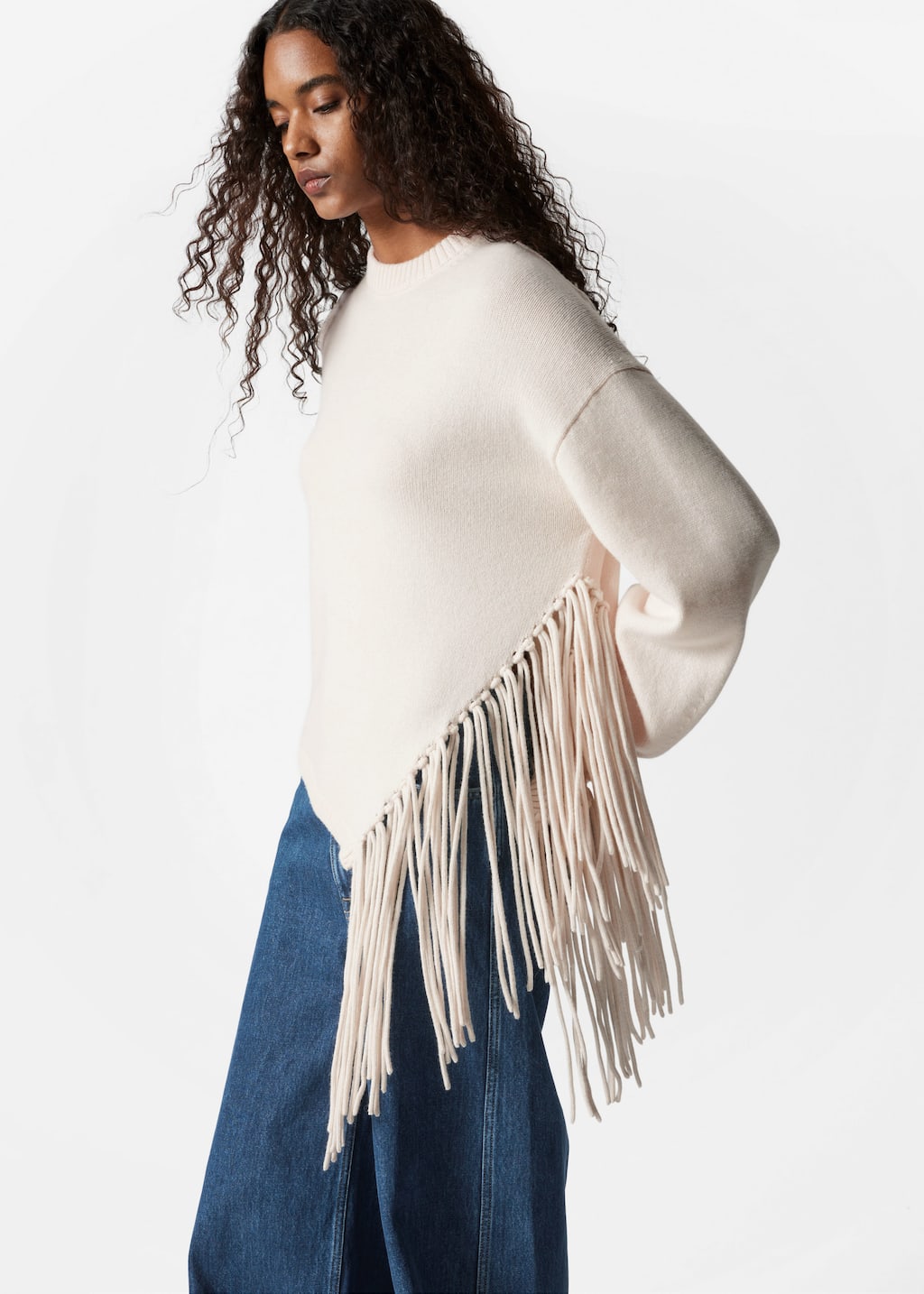 Image of Asymmetric Fringe Sweater