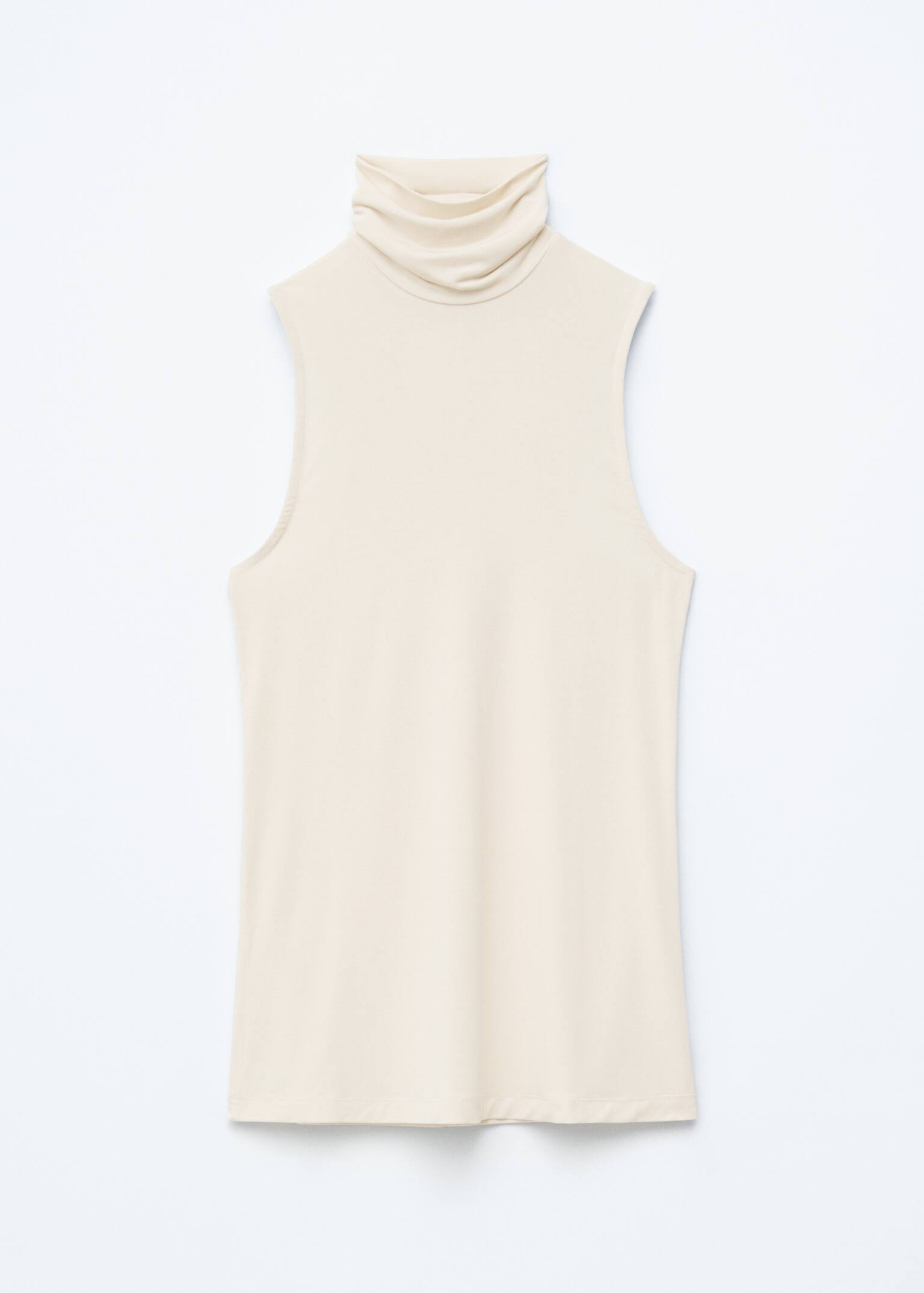 Блуза без ръкави с поло яка - Кремав/Тъмносиво - 1