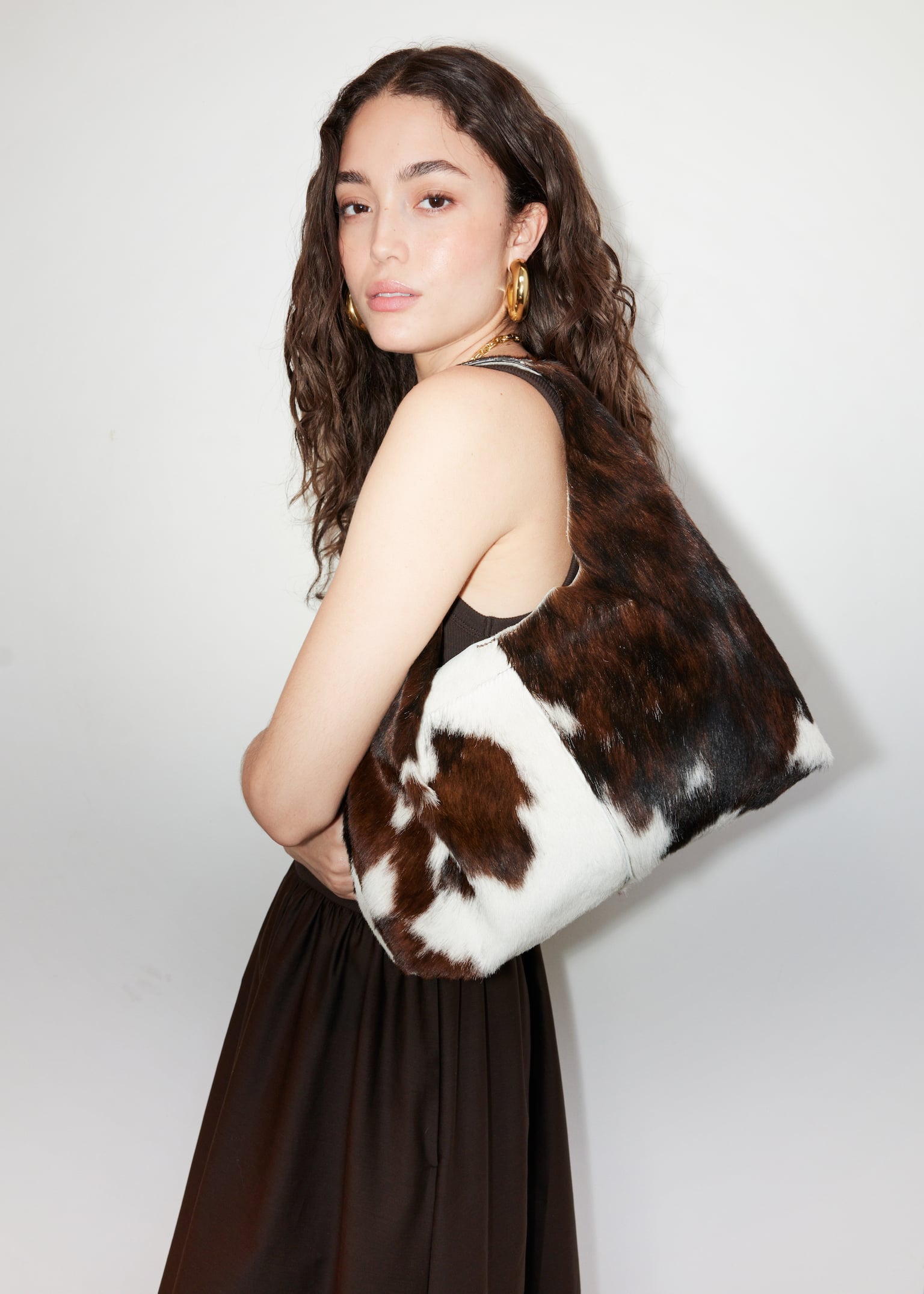 Tragetasche aus Leder mit Animal-Print - Kuh-Print/Beige/Zebra