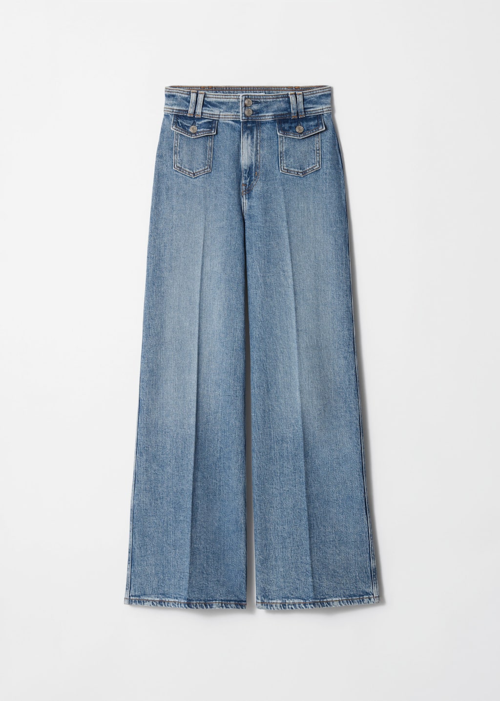 Image of Press-Crease Flared Jeans