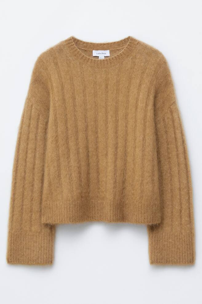 Rippstrickpullover aus Mohair-Mix - Dunkelbeige/Dunkelbraun - 1