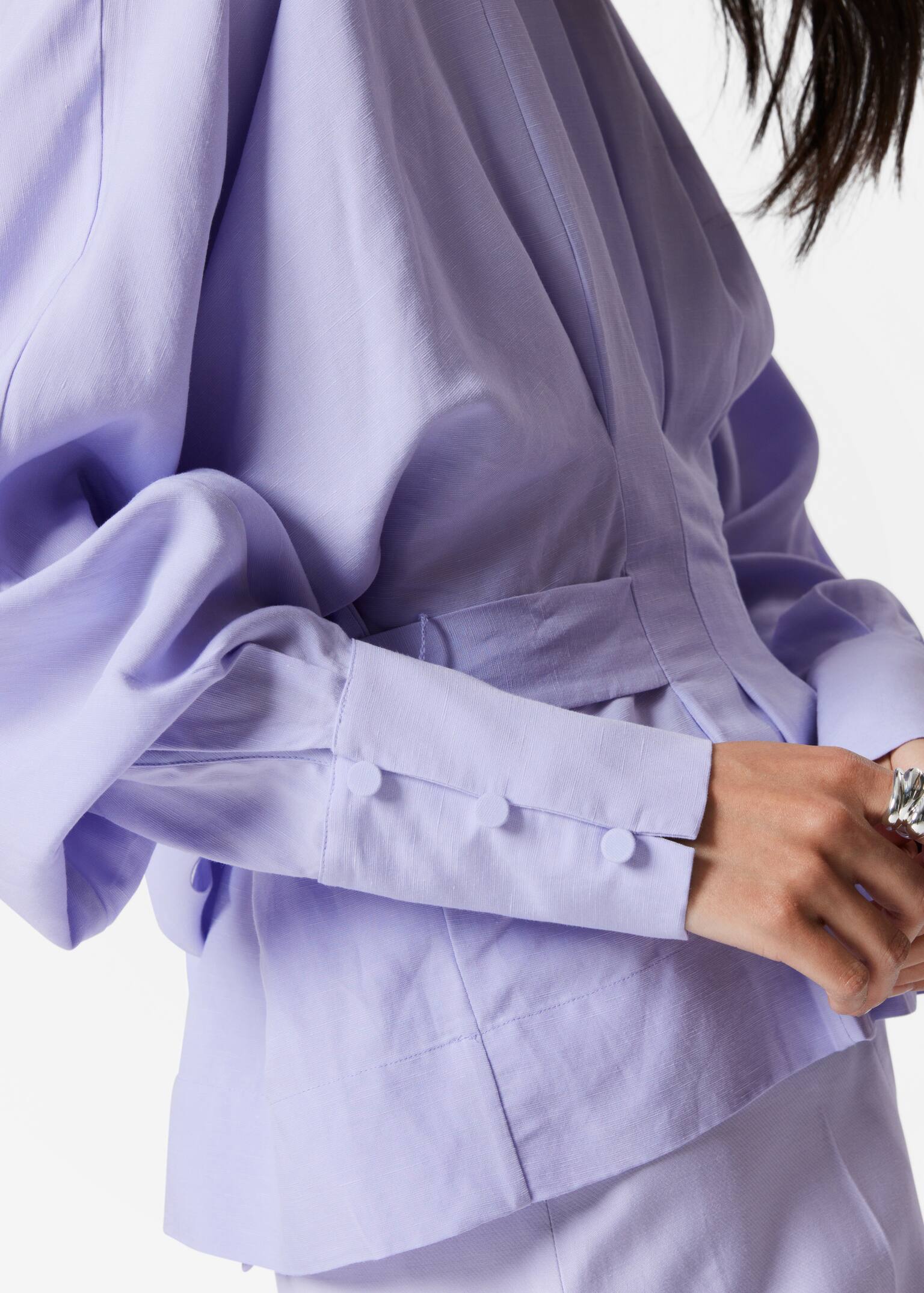 Blouse plissée à encolure bateau - Lilas/Couleur crème - 6