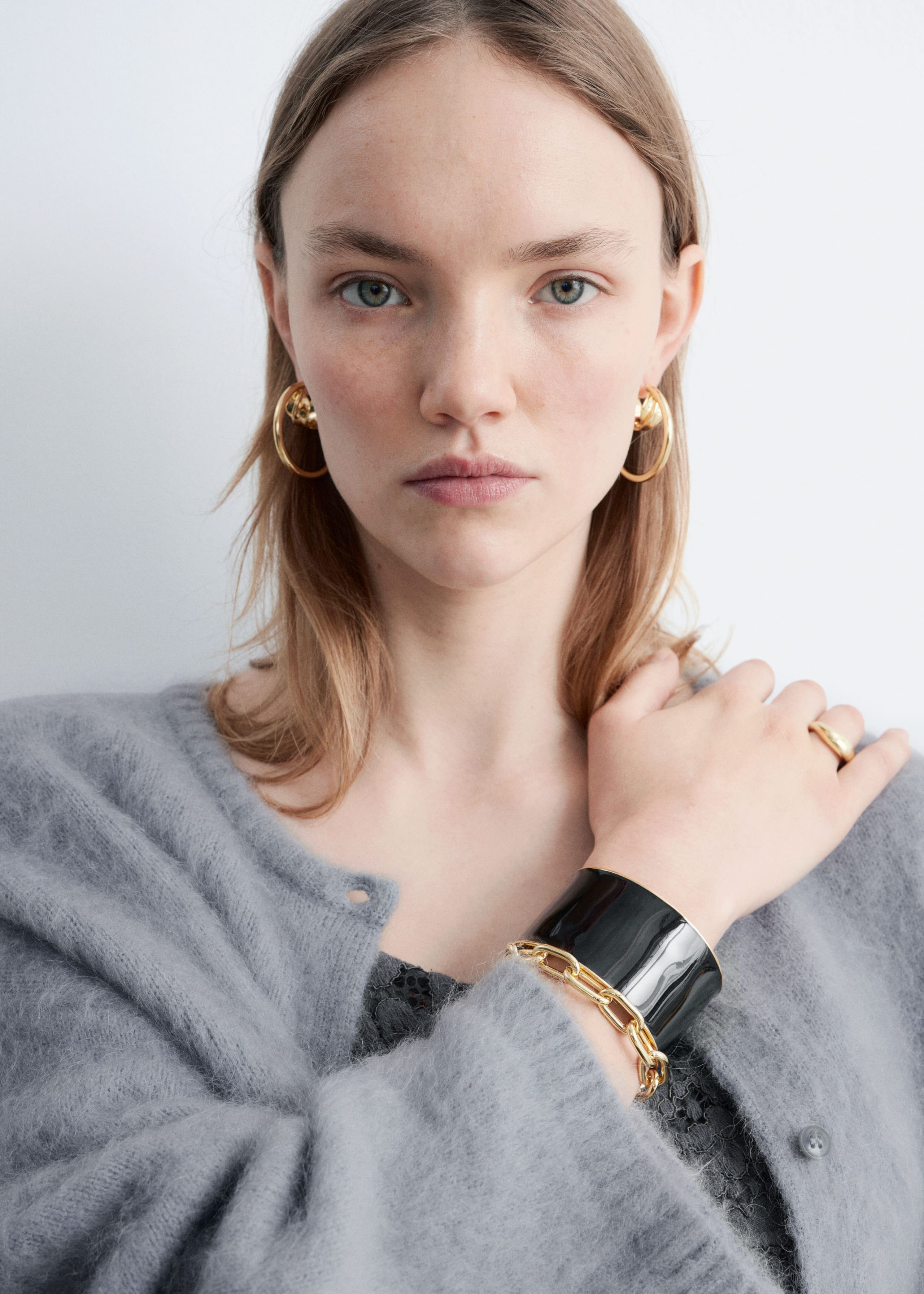 Image of Brazalete abierto en dos tonos