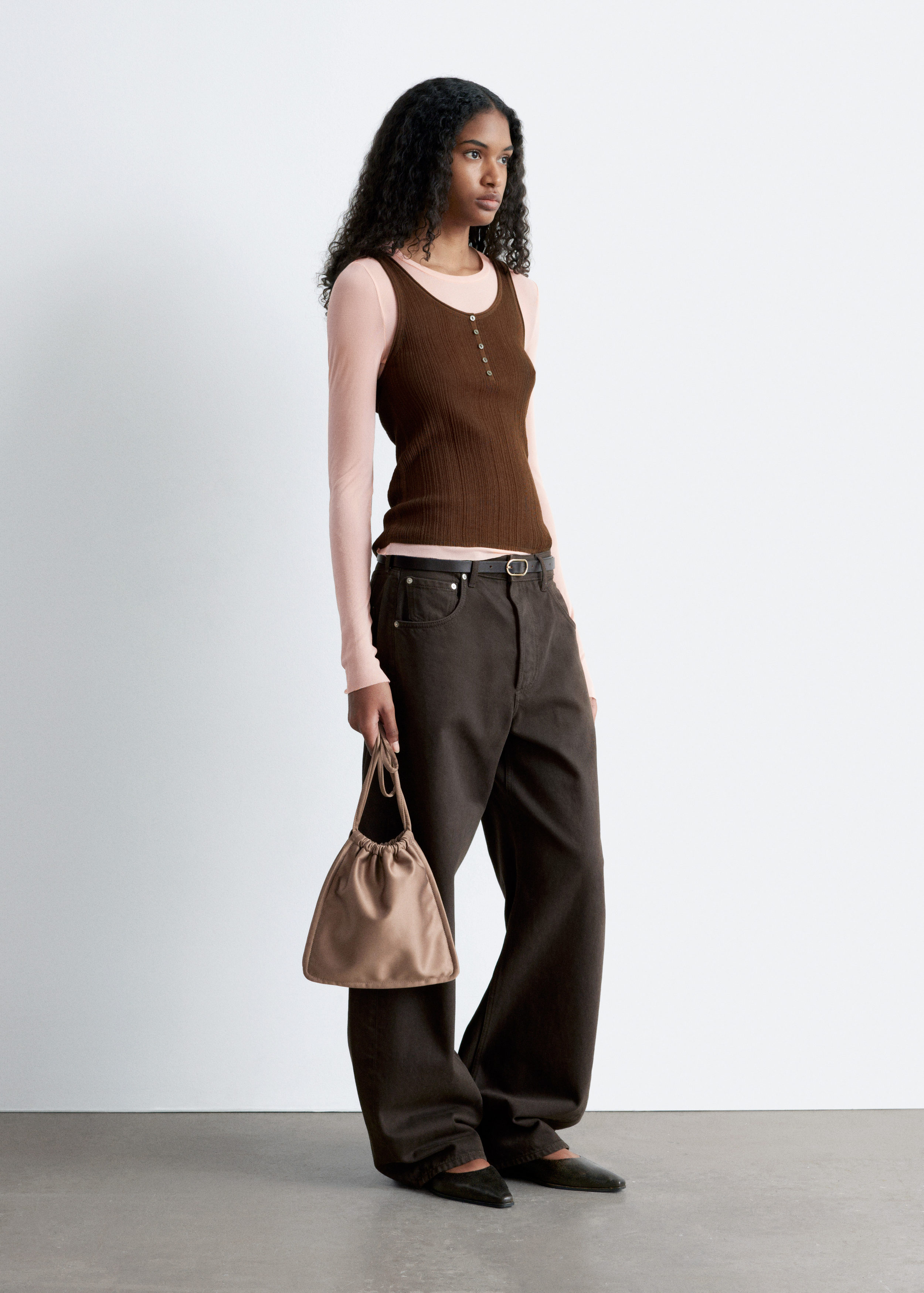 Scoop-Neck Rib-Knit Tank Top - Dark Brown - & Other Stories US
