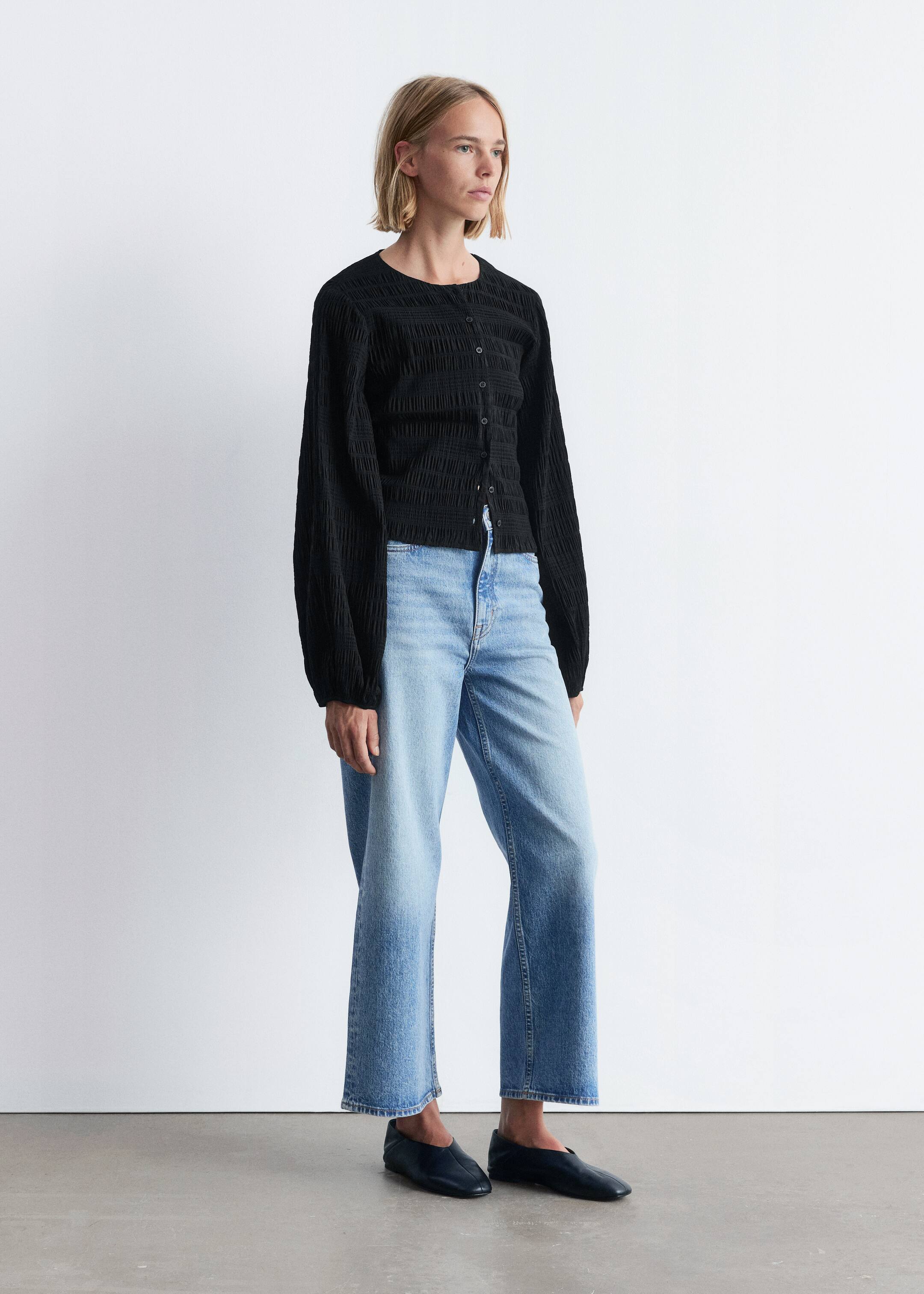 Se større billede: Smock-top med ballonærmer - Sort - DAME | H&M DK 2