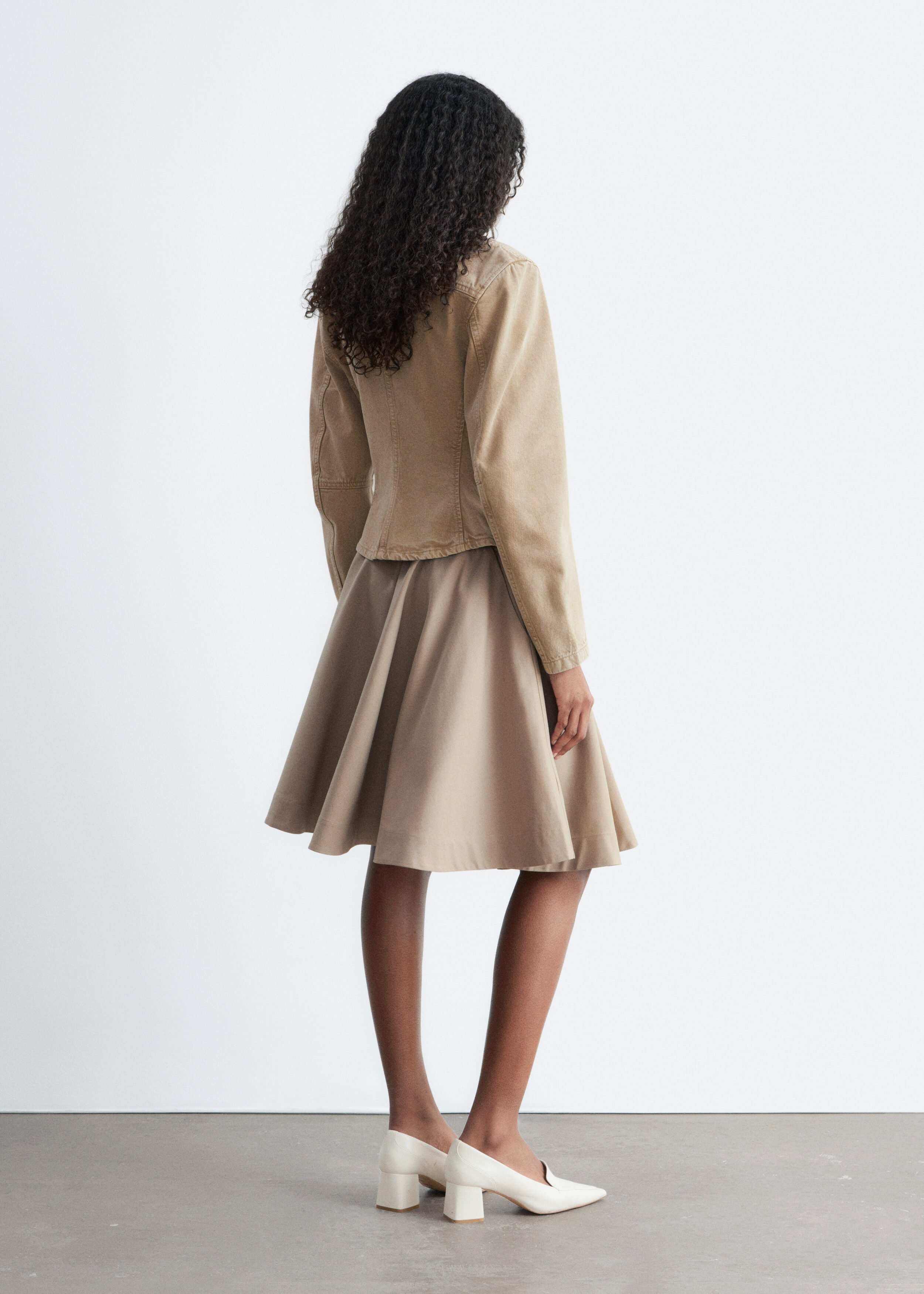 Fitted Zip-Up Denim Jacket - Beige - & Other Stories US