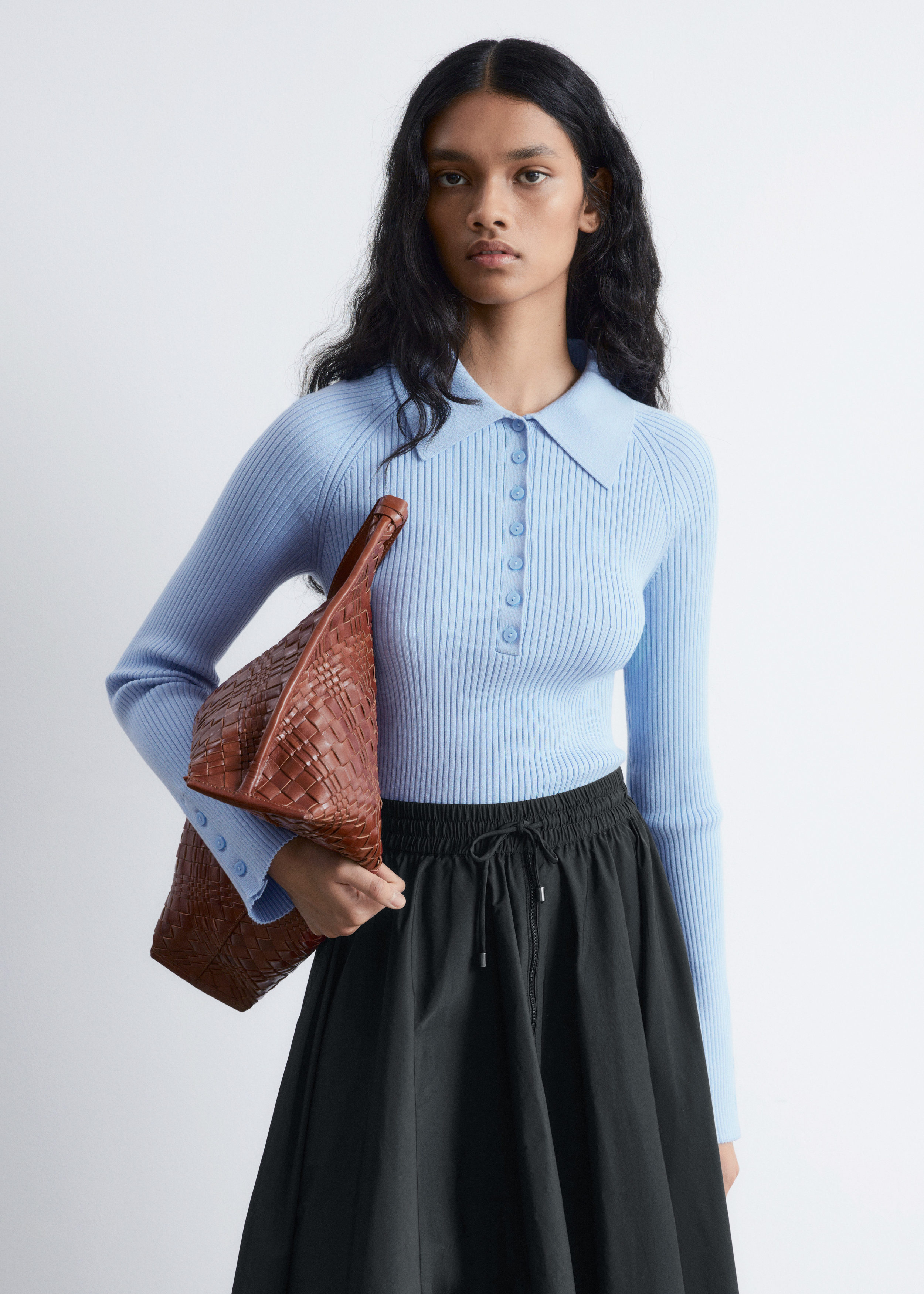 Ribbstickad pikétröja