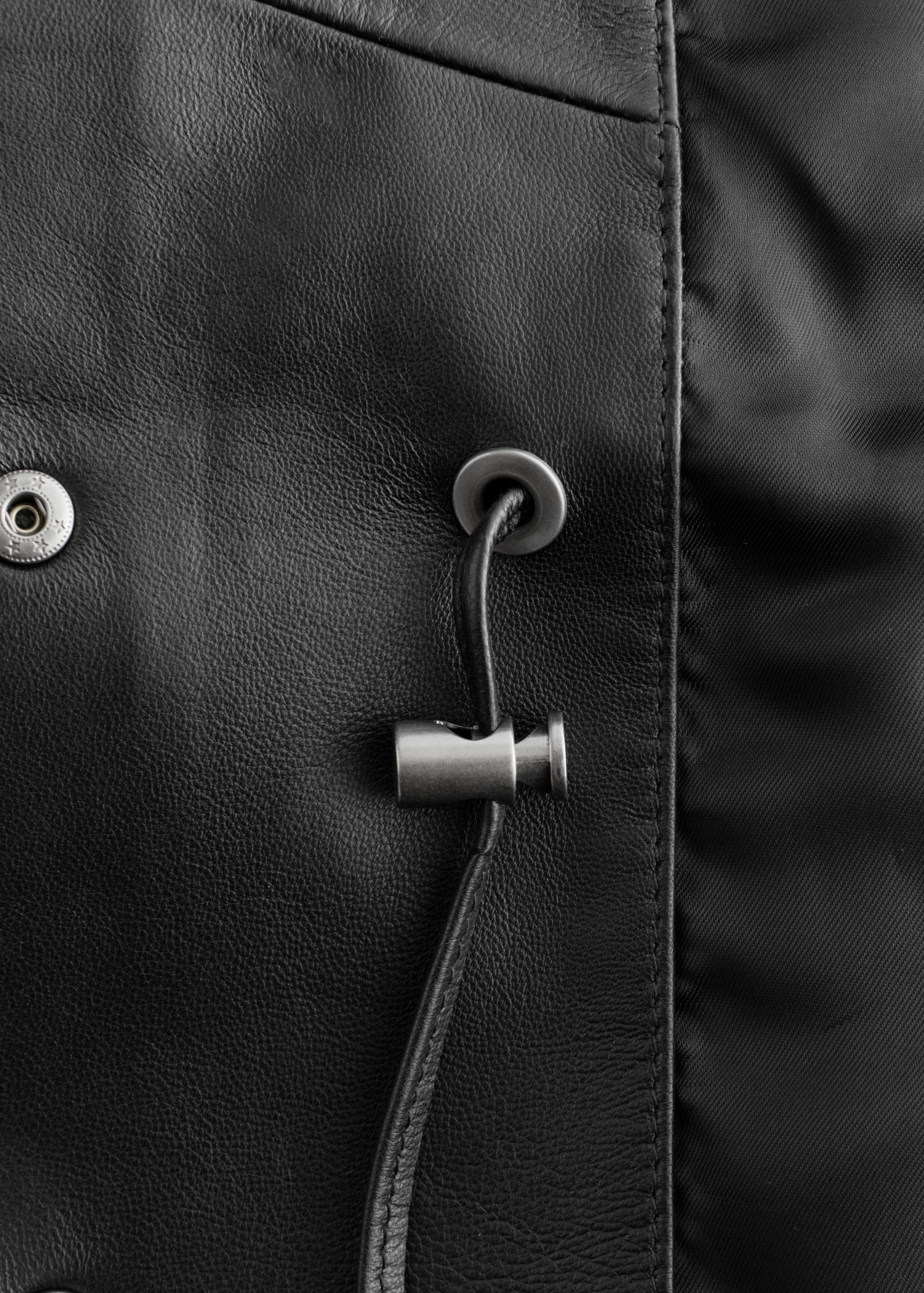 Drawstring-Waist Leather Jacket - {{variantName}} - Descriptive Detail