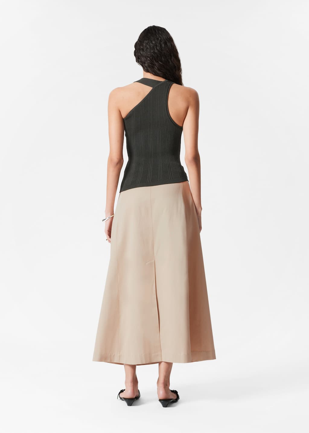 Image of Asymmetric Rib-Knit Top