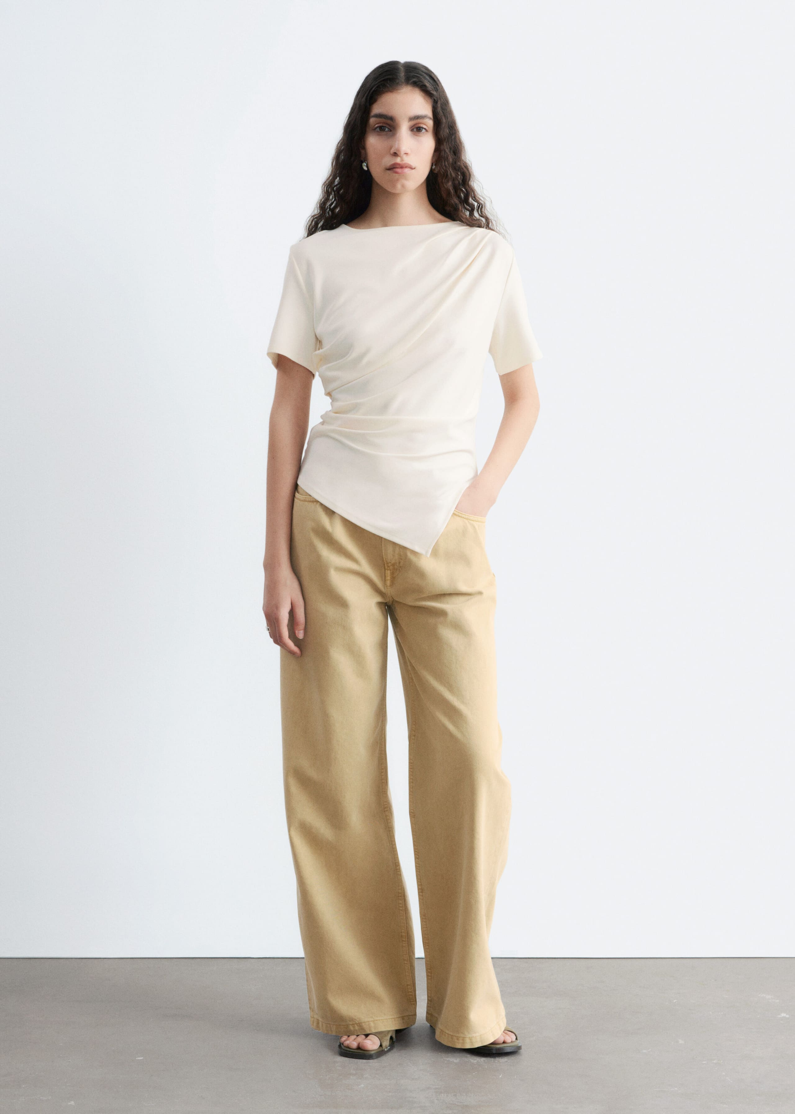 Image of Draped Asymmetric T-shirt