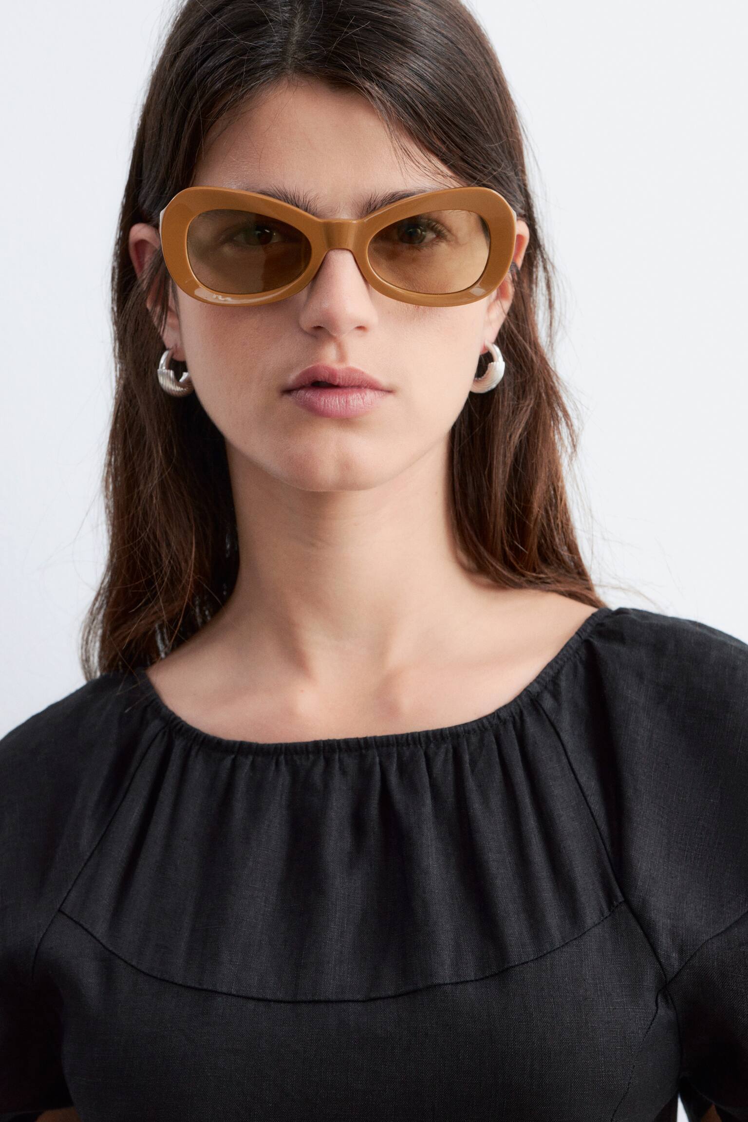 Ausgestelltes Midikleid aus Leinen - Schwarz - 5