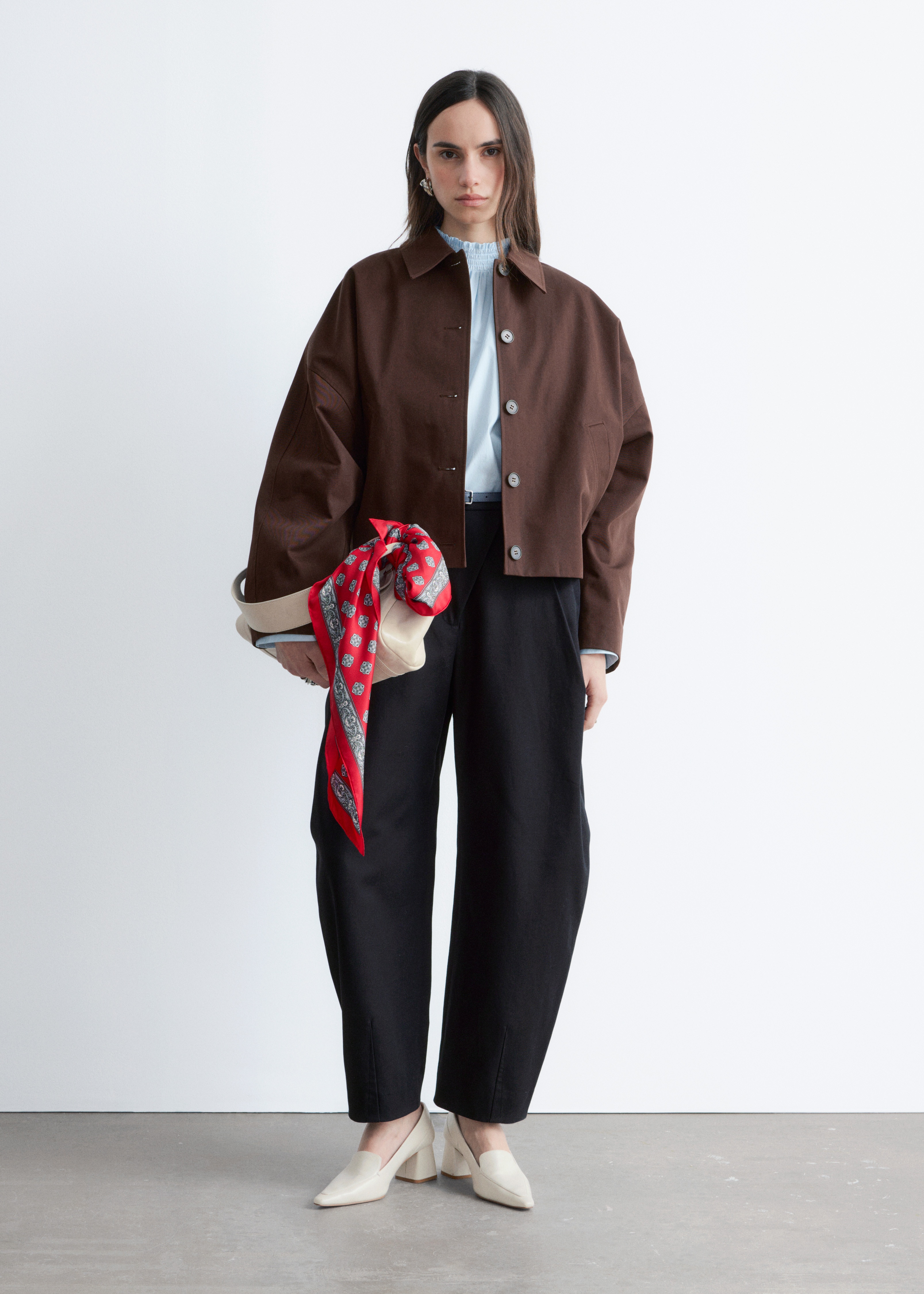 Boxy jakke - Mørk brun/Beige