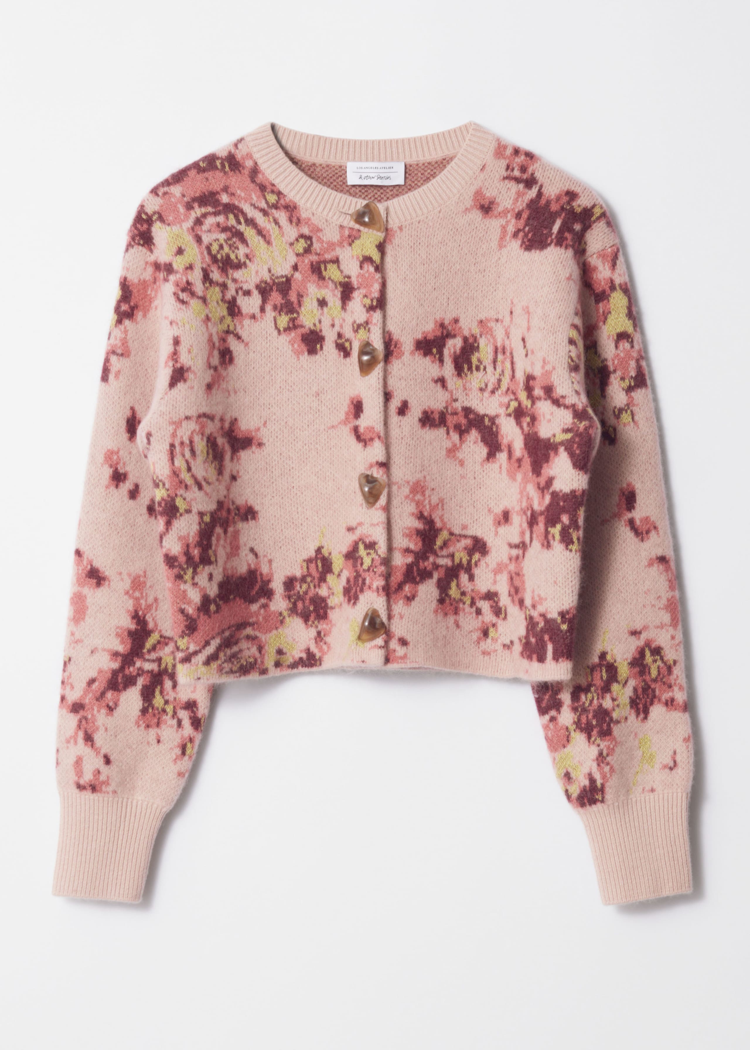 Floral-Jacquard Cardigan - Beige/Pink - Still Life