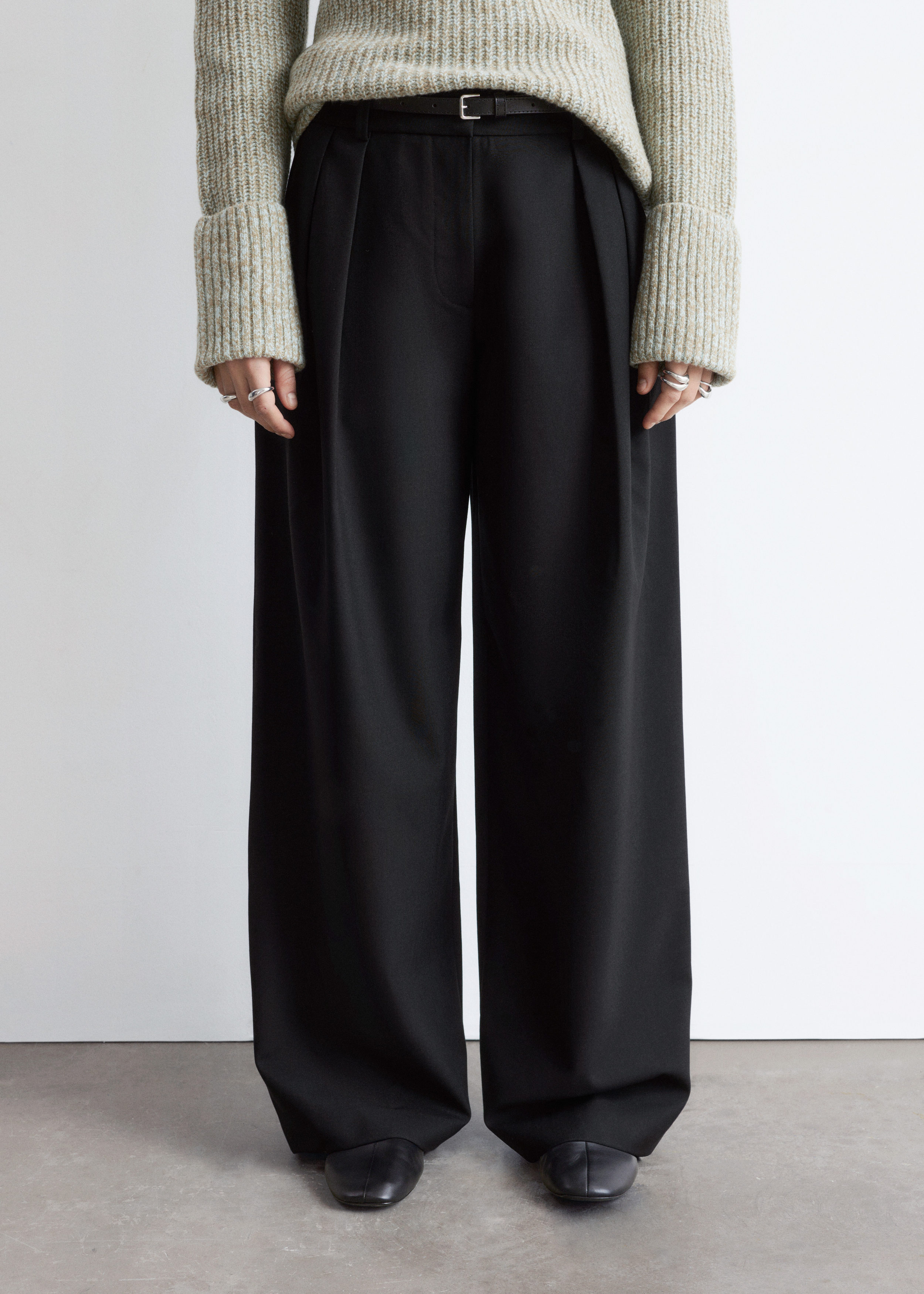 Wool-Blend Tailored Trousers - Black - & Other Stories US